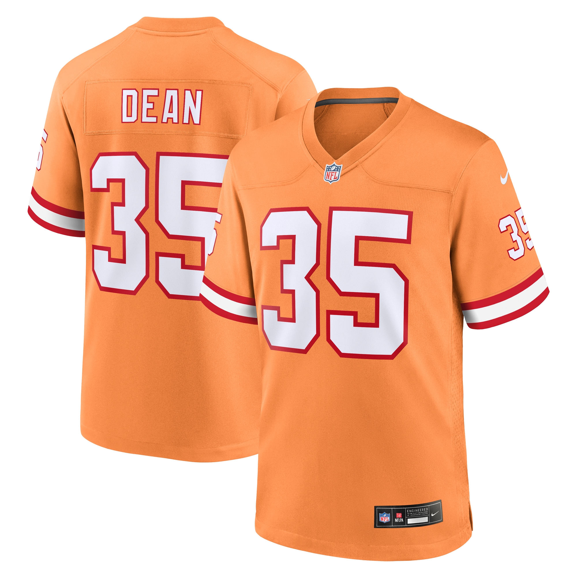 Men's Tampa Bay Buccaneers Jamel Dean Orange Throwback Game Jersey JS3391 Saliibo