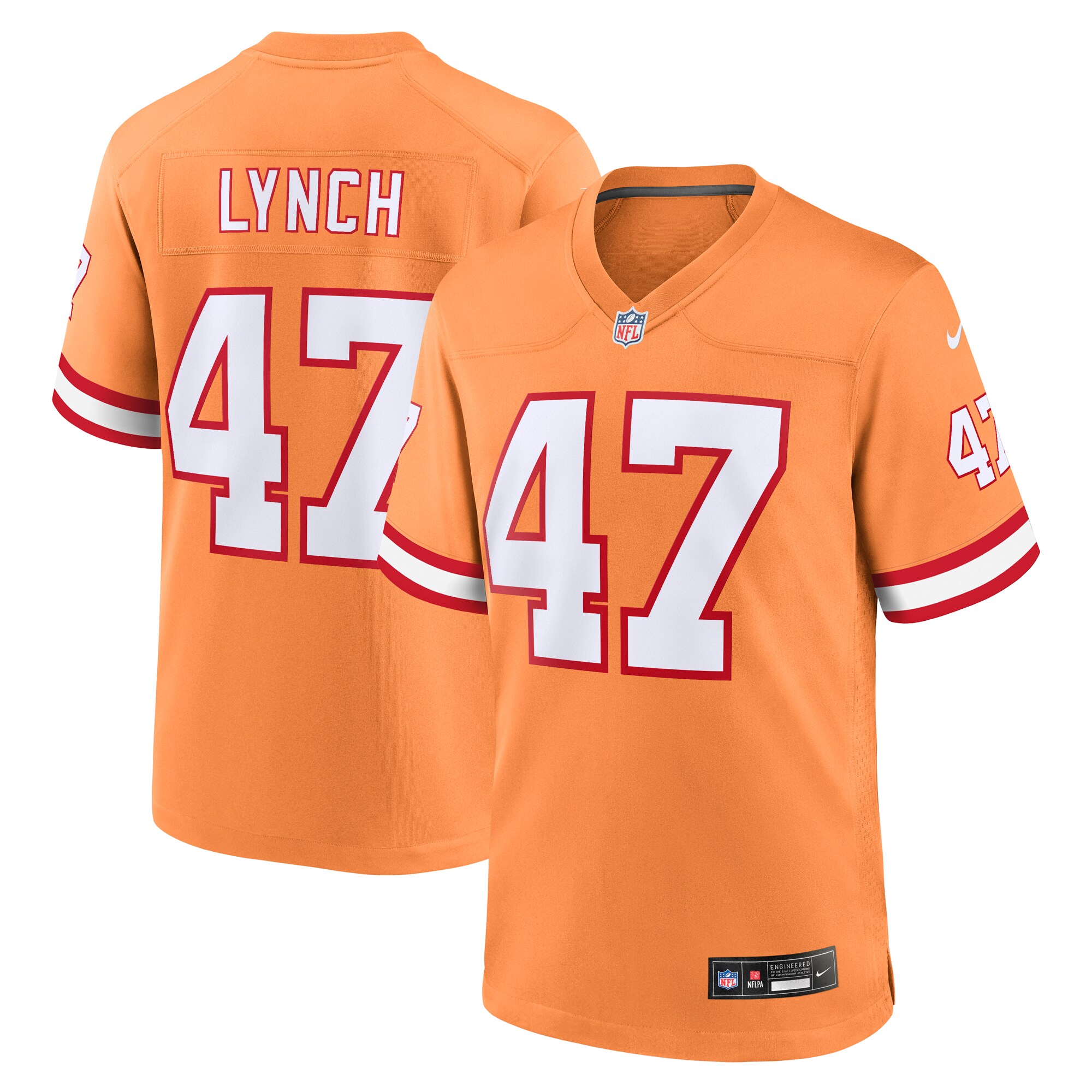 Men's Tampa Bay Buccaneers John Lynch Orange Throwback Game Jersey JS4680 Saliibo