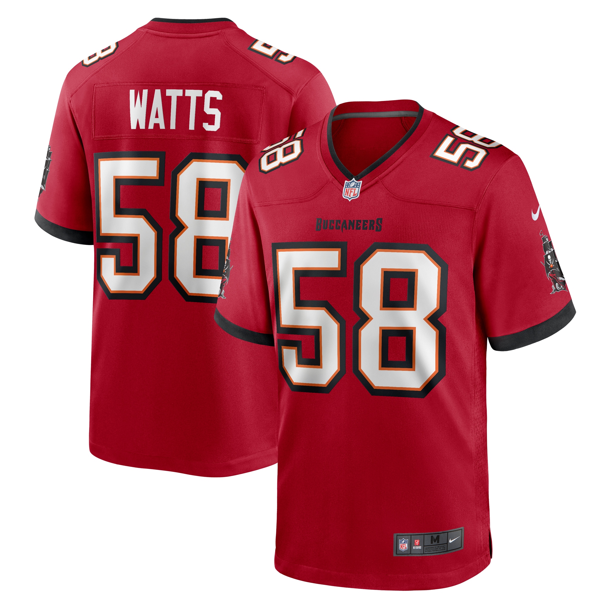 Men's Tampa Bay Buccaneers Markees Watts Red Game Jersey JS7726 Saliibo
