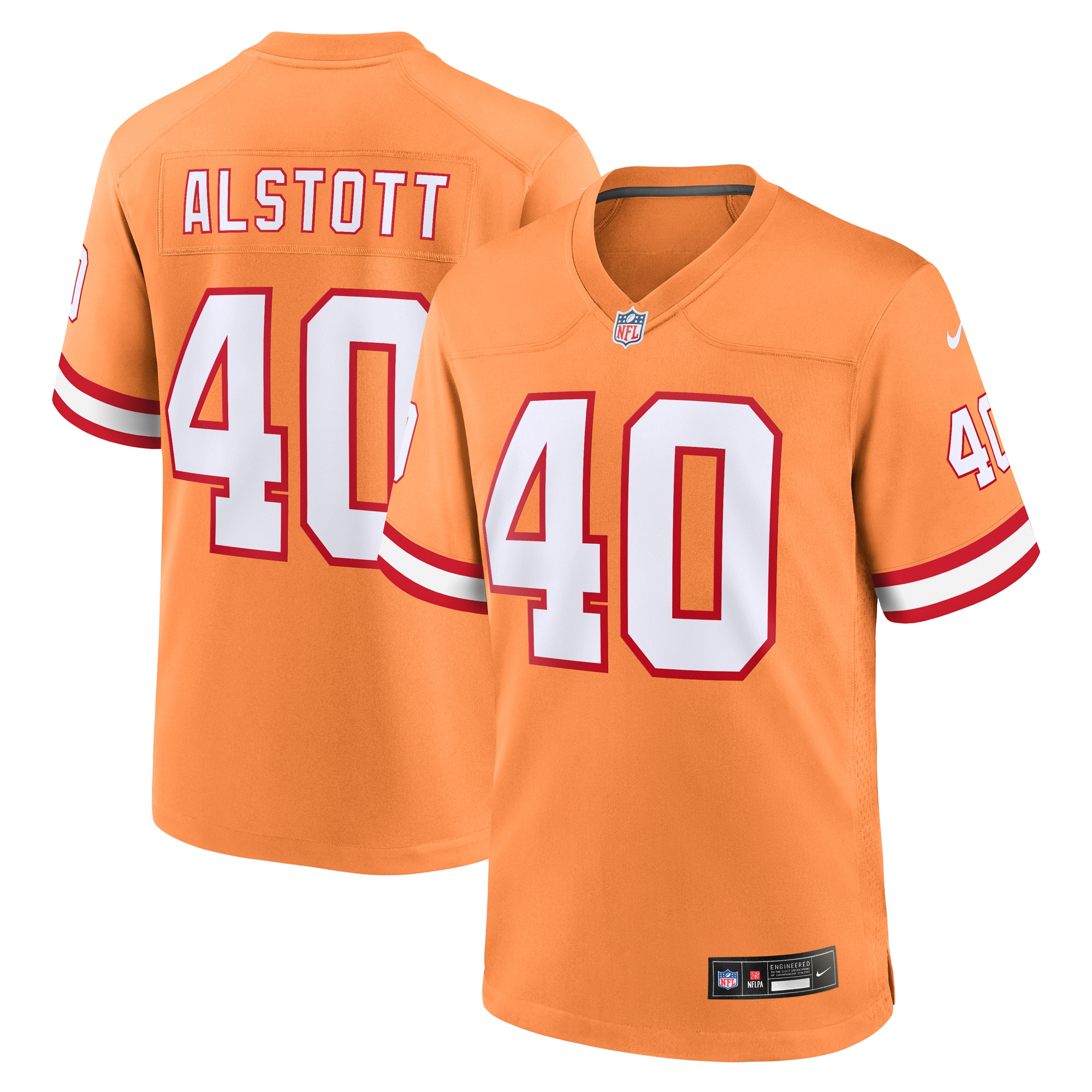 Men's Tampa Bay Buccaneers Mike Alstott Orange Throwback Game Jersey JS7819 Saliibo