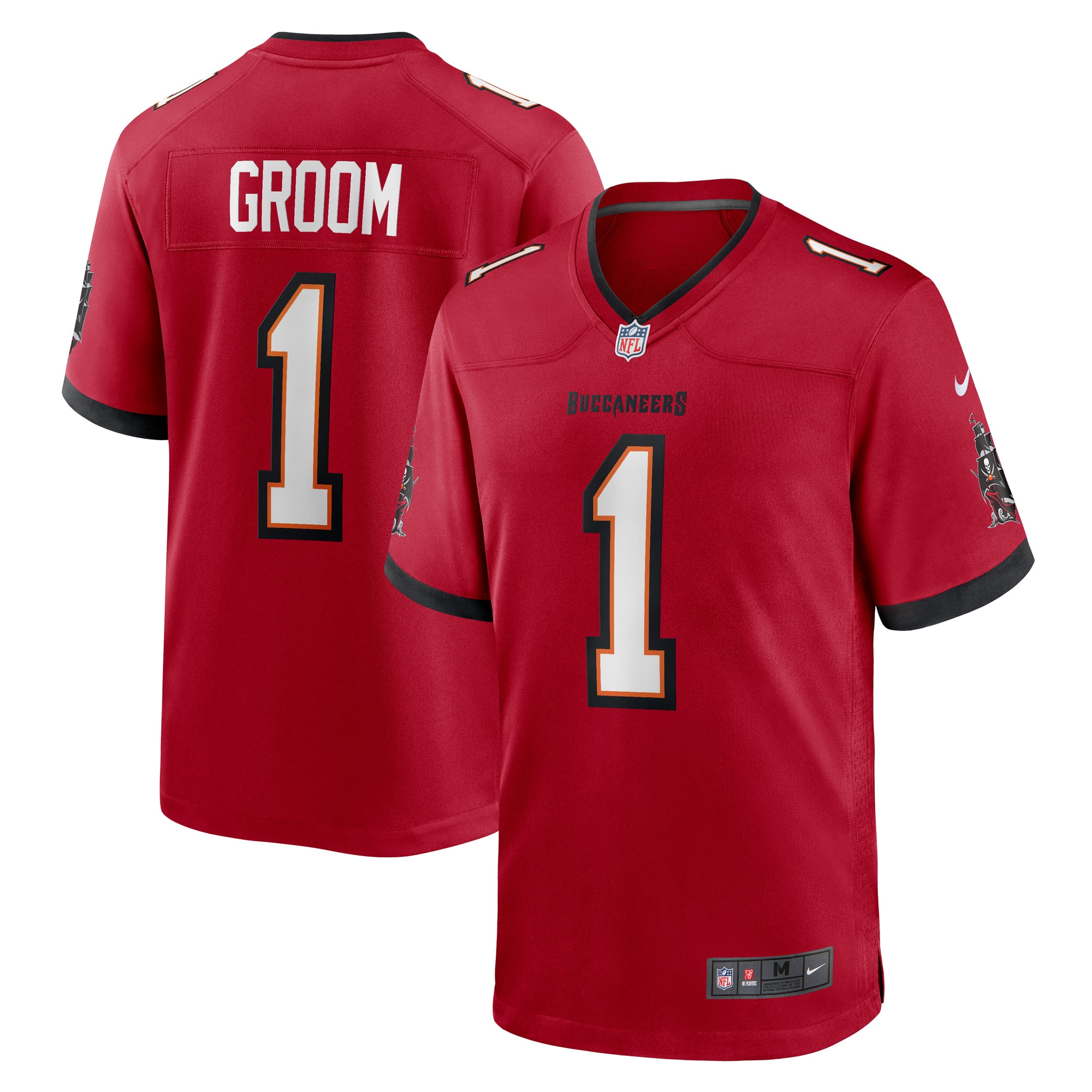 Men's Tampa Bay Buccaneers Number 1 Groom Red Game Jersey JS3705 Saliibo