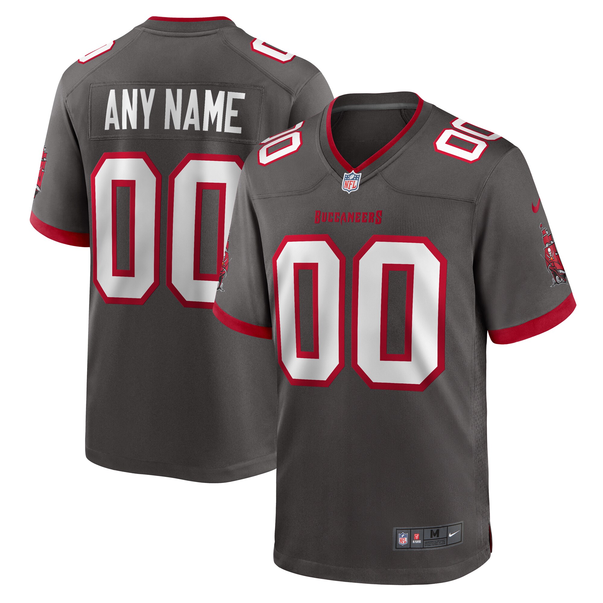 Men's Tampa Bay Buccaneers Pewter Alternate Custom Game Jersey JS8917 Saliibo