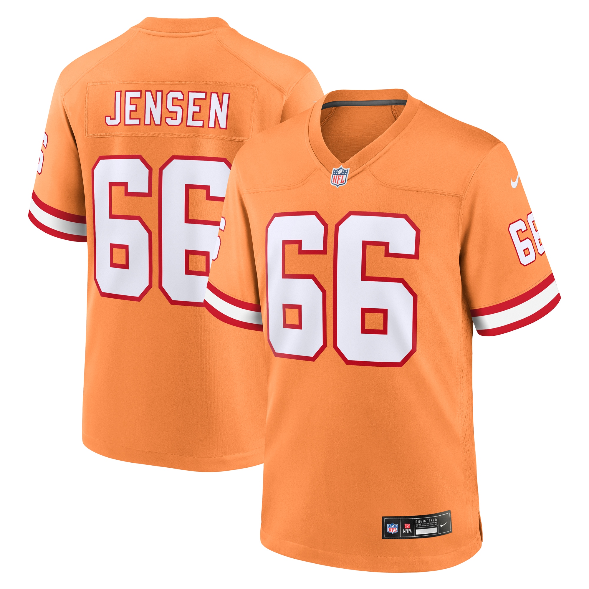 Men's Tampa Bay Buccaneers Ryan Jensen Orange Throwback Game Jersey JS8159 Saliibo