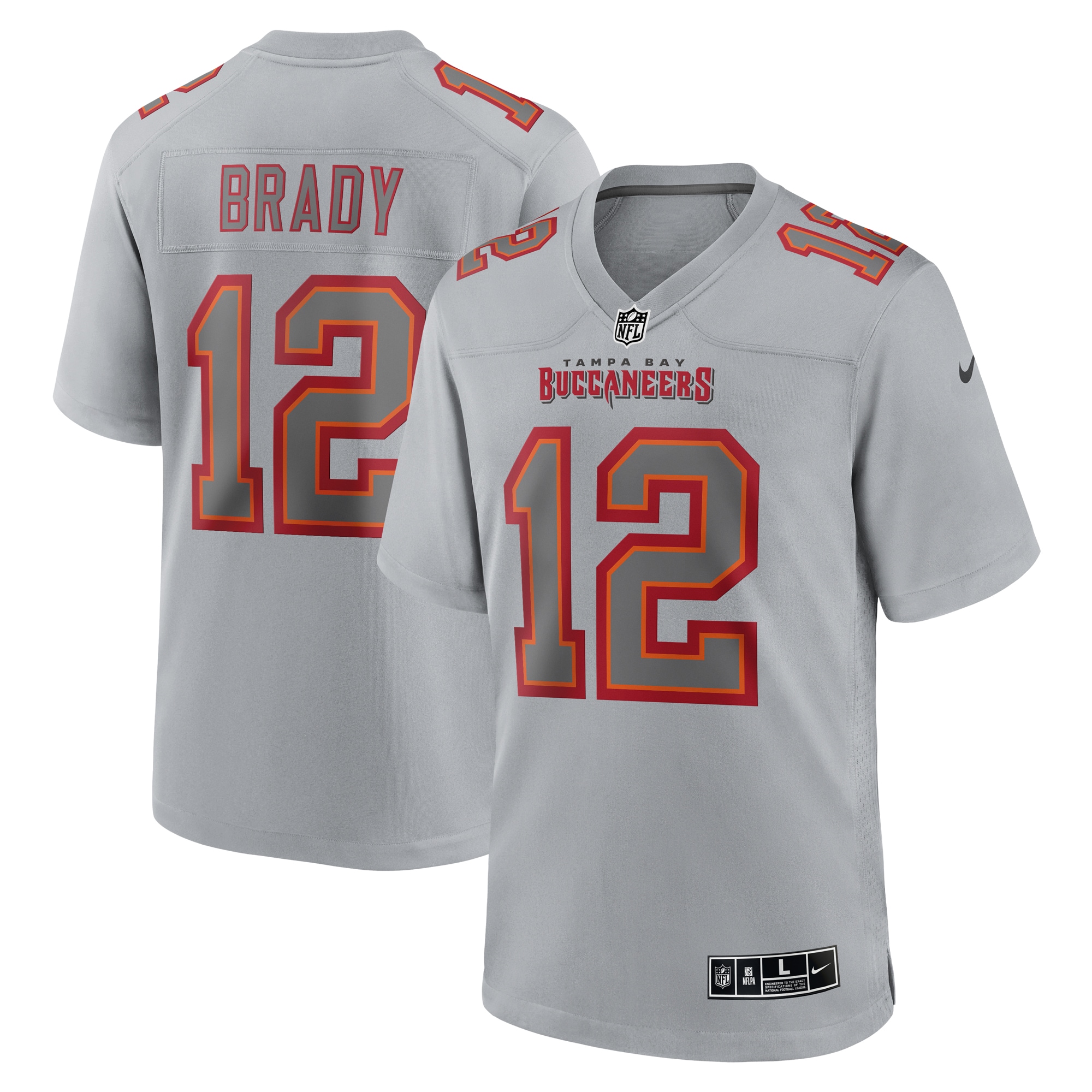 Men's Tampa Bay Buccaneers Tom Brady Gray Atmosphere Fashion Game Jersey JS3894 Saliibo