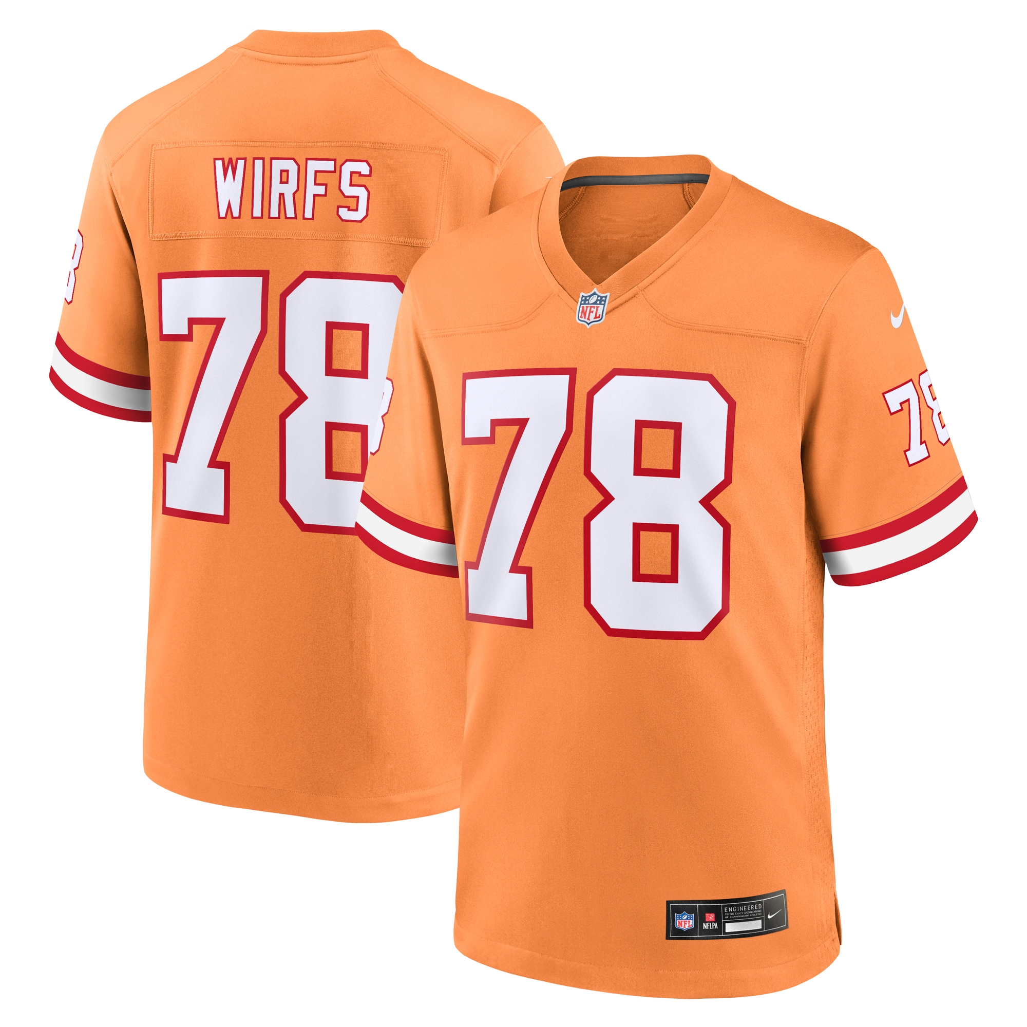 Men's Tampa Bay Buccaneers Tristan Wirfs Orange Throwback Game Jersey JS3013 Saliibo
