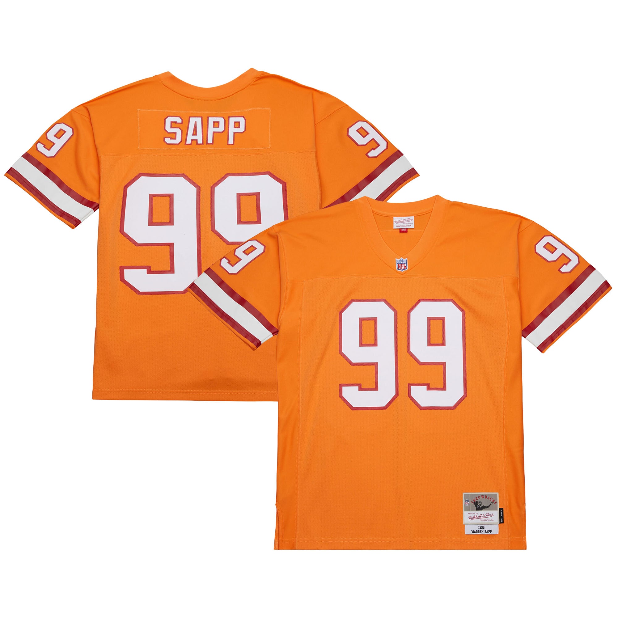 Men's Tampa Bay Buccaneers Warren Sapp Mitchell & Ness Orange 1995 Legacy Jersey JS3000 Saliibo