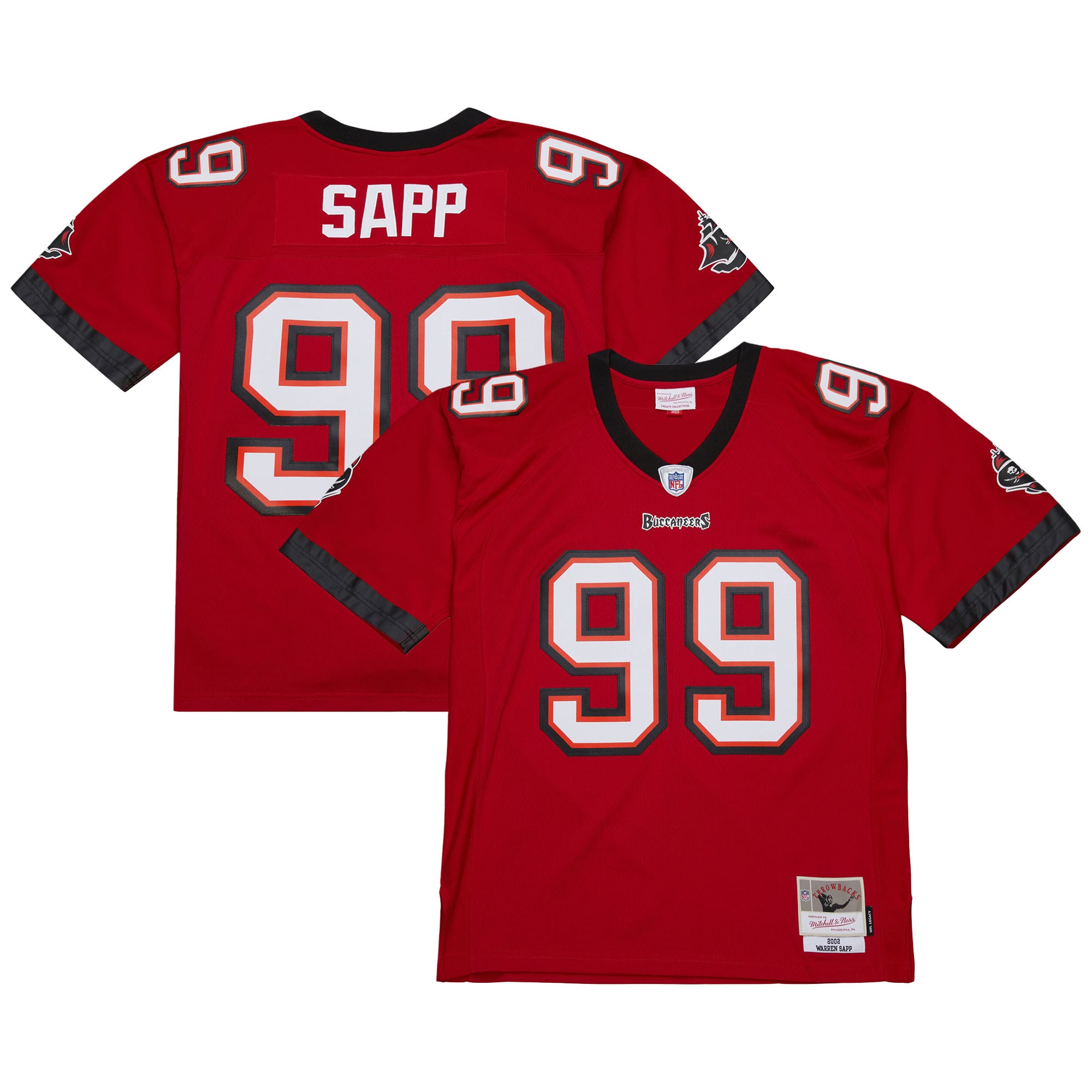 Men's Tampa Bay Buccaneers Warren Sapp Mitchell & Ness Red 2002 Legacy Jersey JS7798 Saliibo