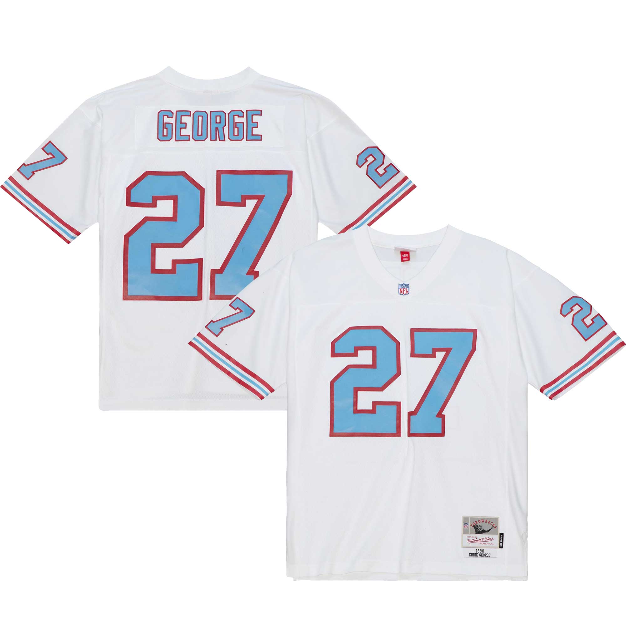 Men's Tennessee Oilers Eddie George Mitchell & Ness White Legacy Jersey JS1624 Saliibo