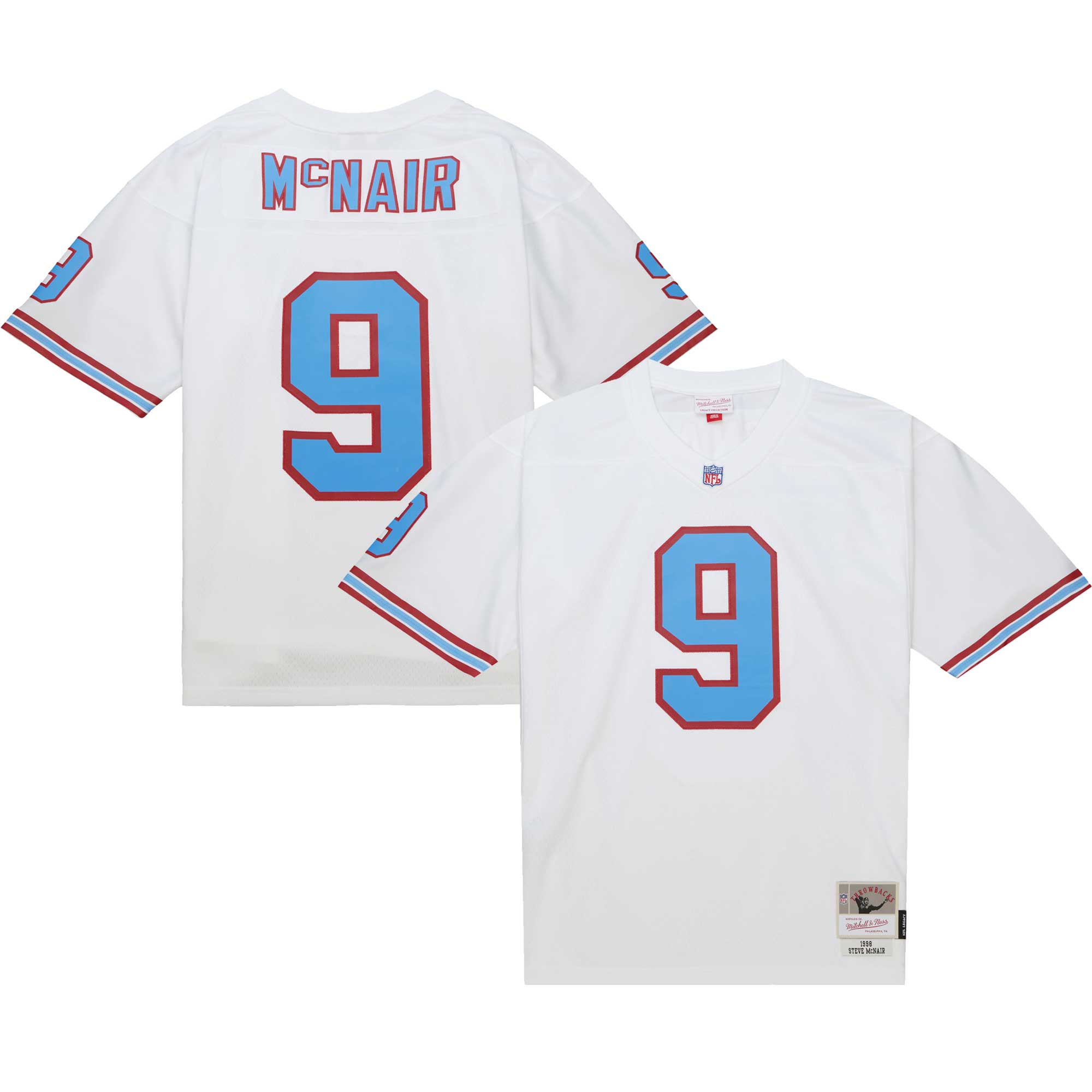 Men's Tennessee Oilers Steve McNair Mitchell & Ness White Legacy Jersey JS9744 Saliibo