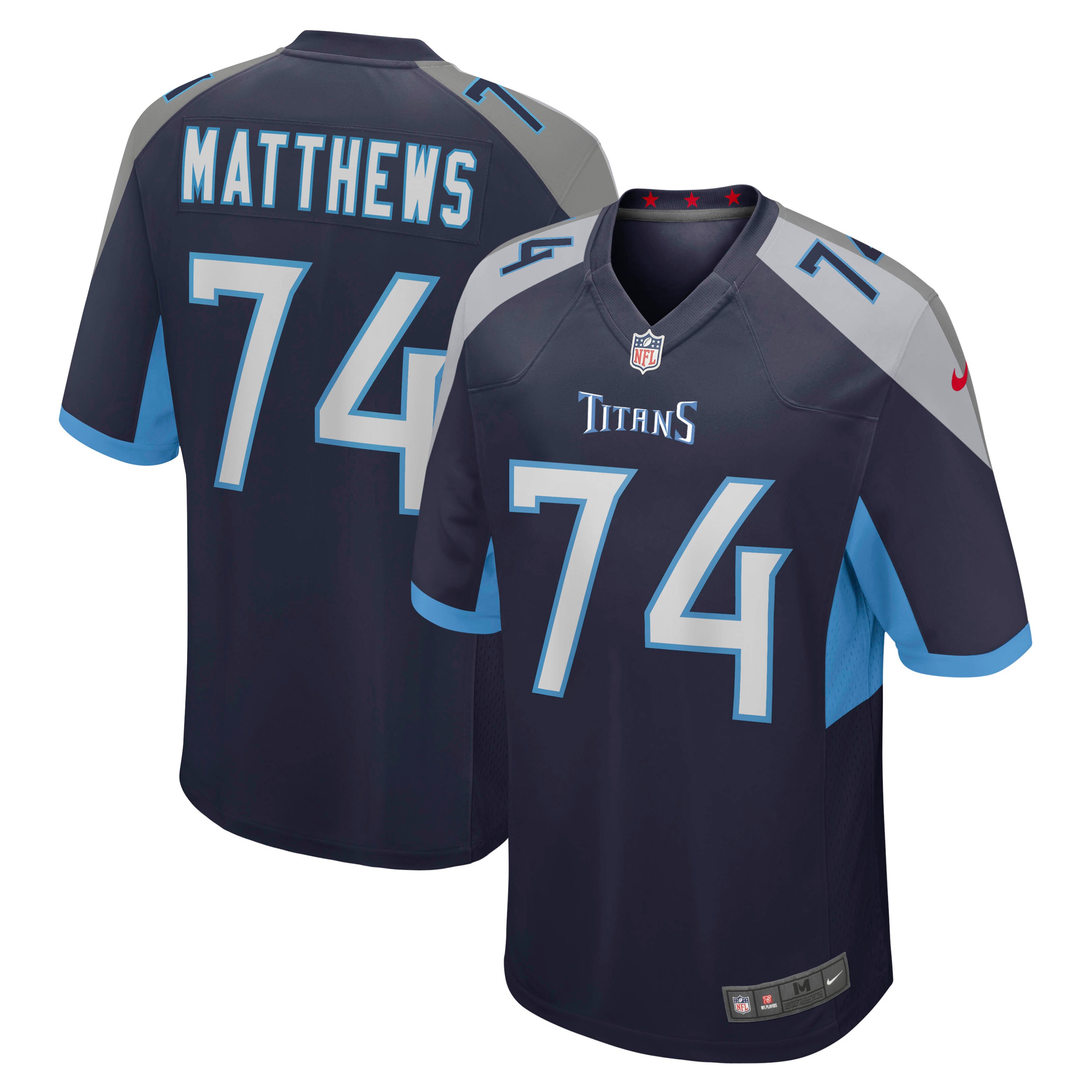 Men's Tennessee Titans Bruce Matthews Navy Retired Player Jersey JS3477 Saliibo