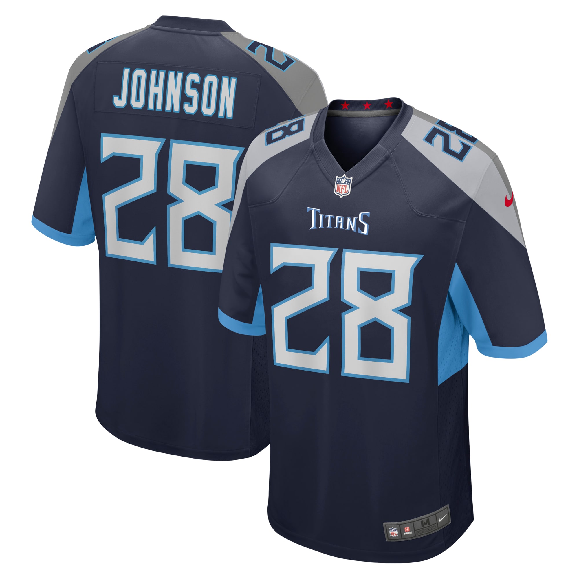 Men's Tennessee Titans Chris Johnson Navy Retired Player Game Jersey JS9387 Saliibo