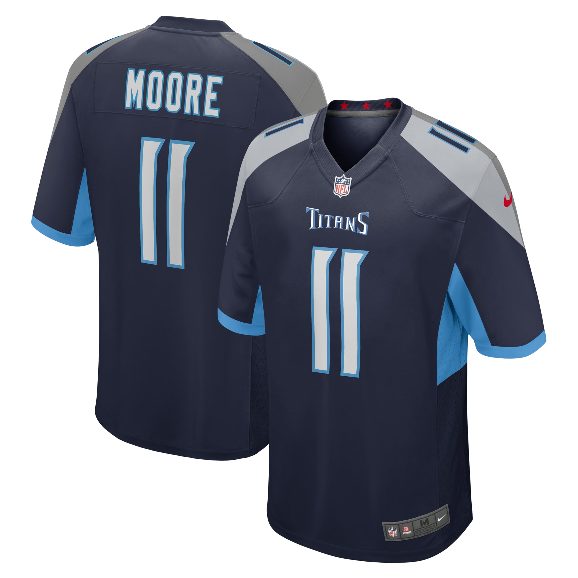 Men's Tennessee Titans Chris Moore Navy Game Jersey JS7008 Saliibo