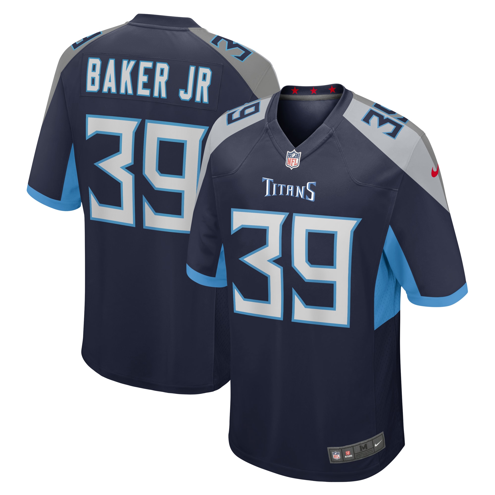 Men's Tennessee Titans Darrell Baker Jr Navy Game Jersey JS5516 Saliibo