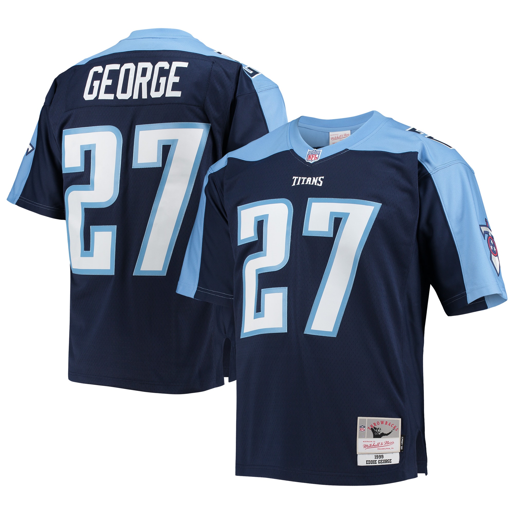 Men's Tennessee Titans Eddie George Mitchell & Ness Navy Legacy Jersey JS3642 Saliibo