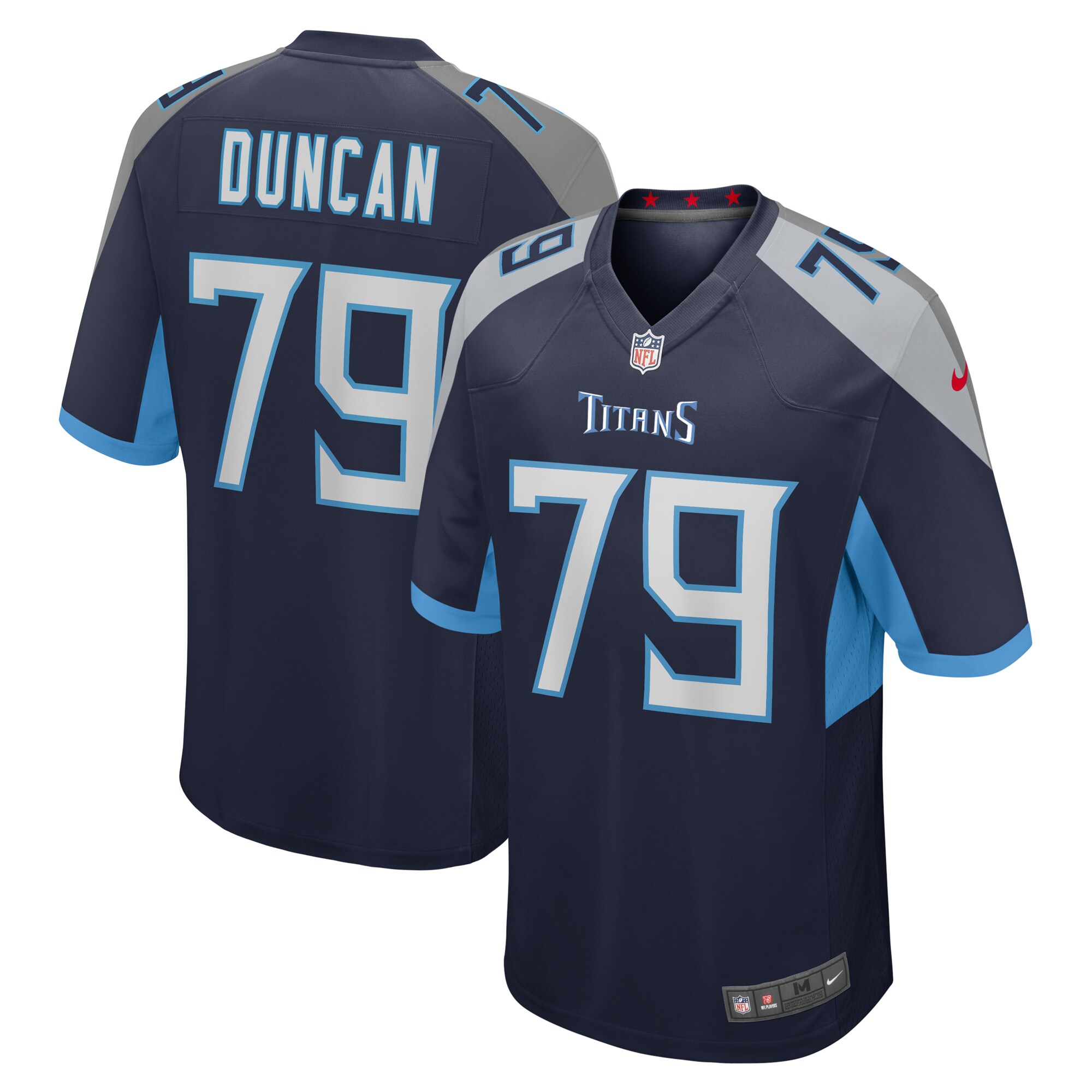 Men's Tennessee Titans Jaelyn Duncan Navy Team Game Jersey JS9749 Saliibo