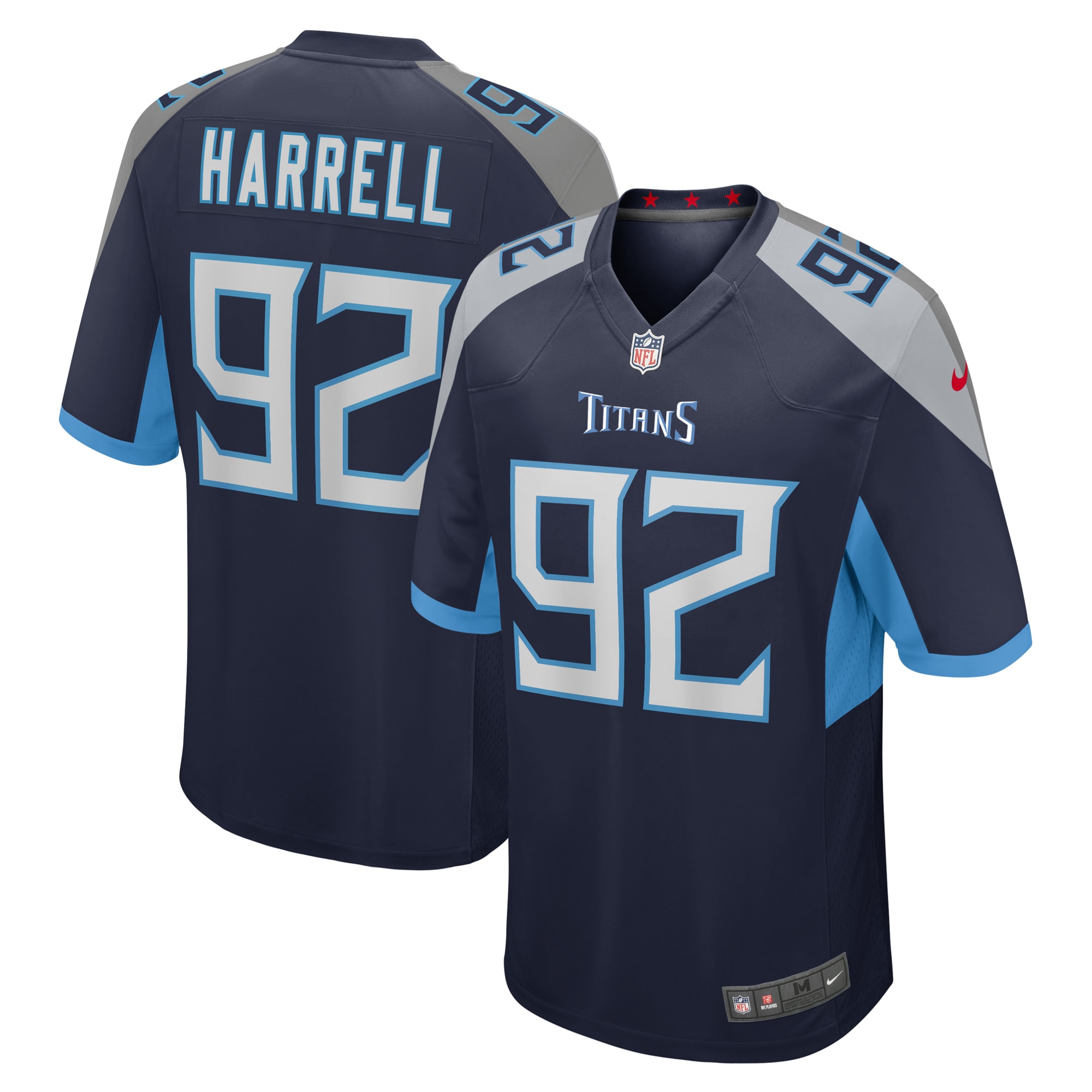 Men's Tennessee Titans Jaylen Harrell Navy Game Jersey JS4033 Saliibo