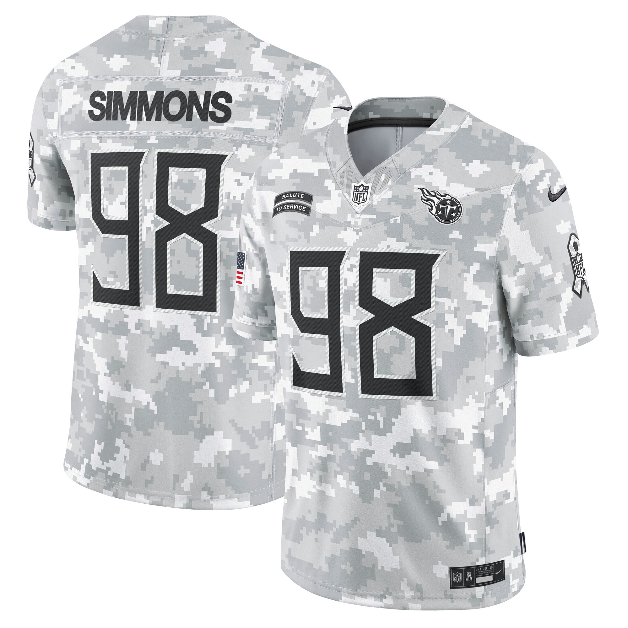 Men's Tennessee Titans Jeffery Simmons Arctic Camo 2024 Salute to Service Limited Jersey JS2744 Saliibo