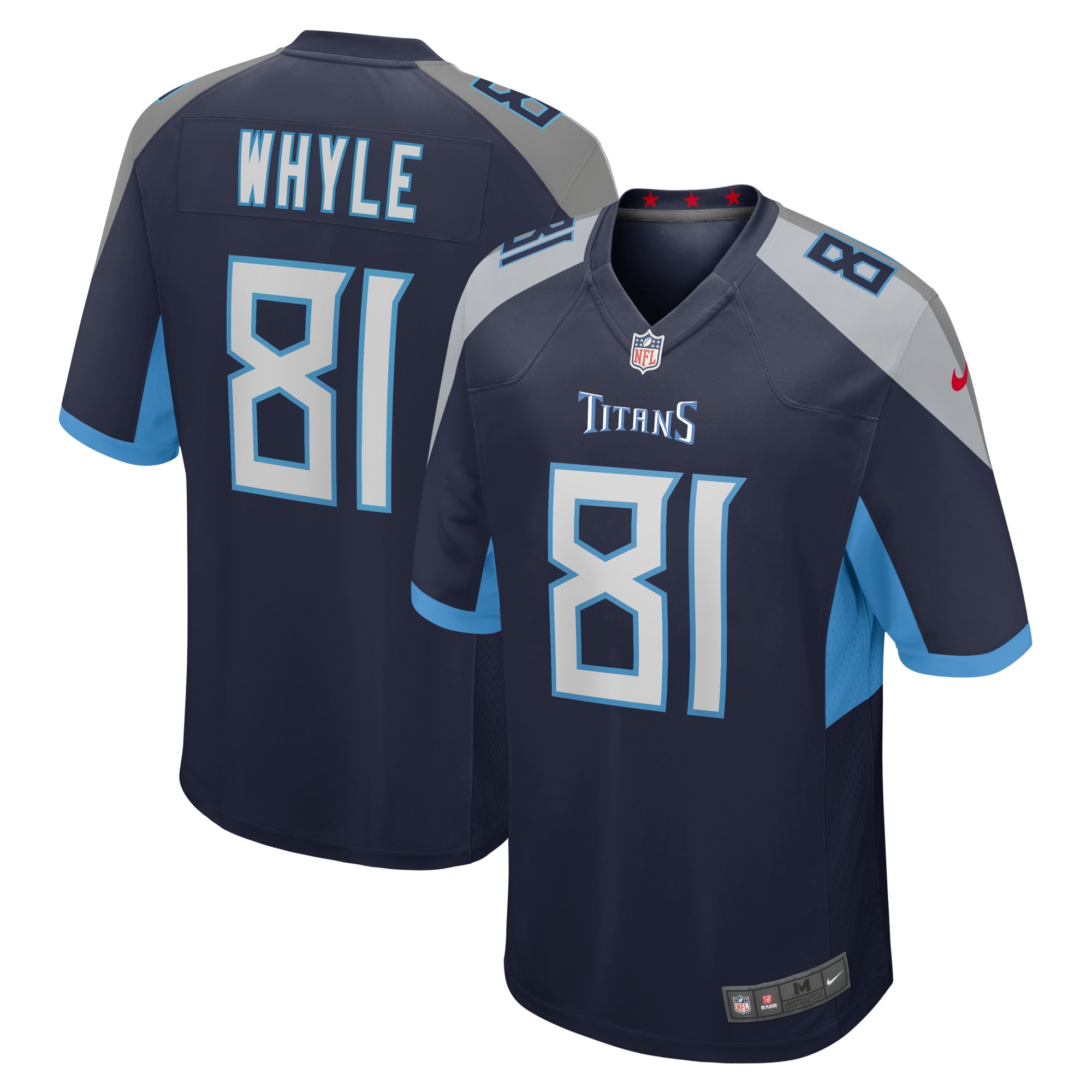 Men's Tennessee Titans Josh Whyle Navy Team Game Jersey JS8936 Saliibo