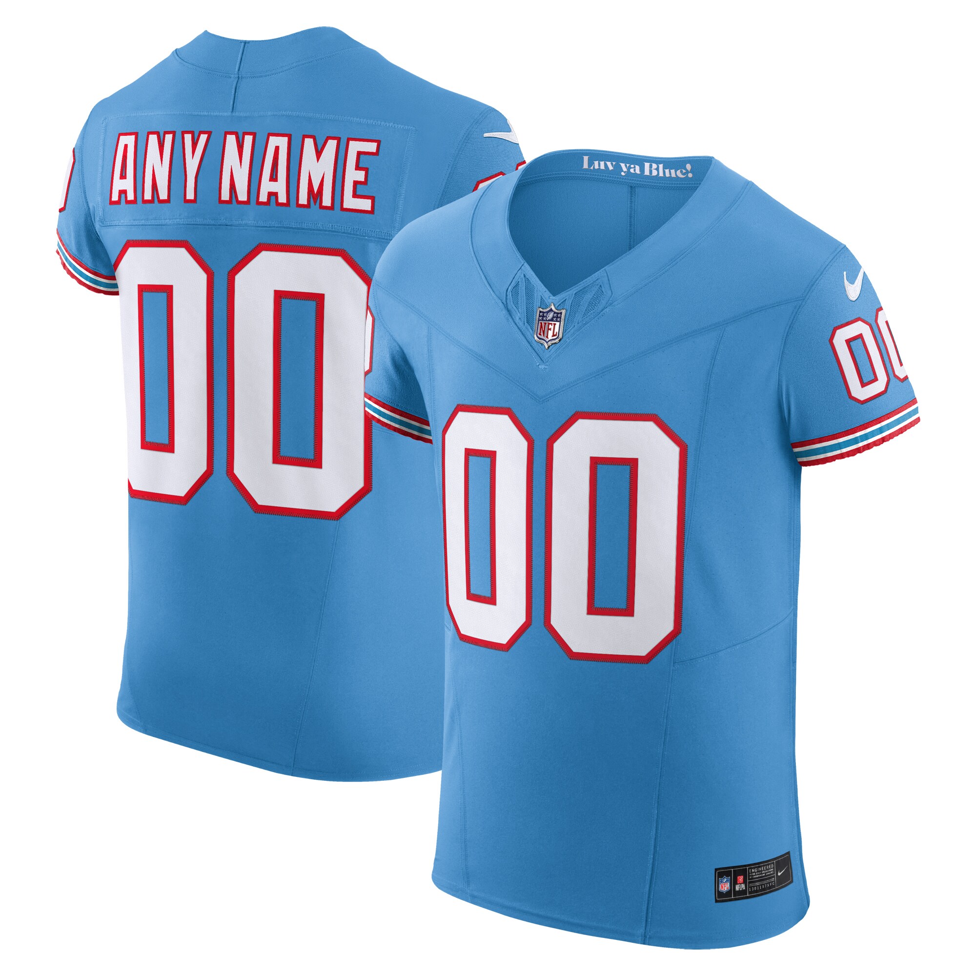 Men's Tennessee Titans Light Blue Vapor F.U.S.E. Elite Custom Jersey JS8524 Saliibo