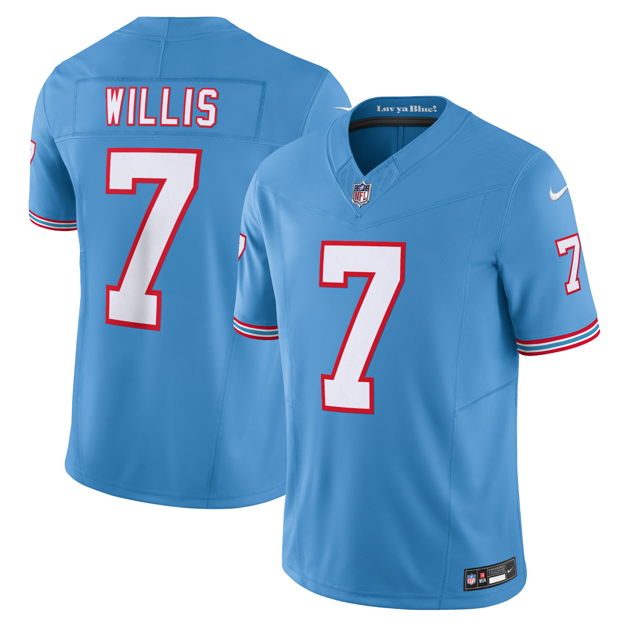 Men's Tennessee Titans Malik Willis Light Blue Vapor F.U.S.E. Limited Jersey JS5422 Saliibo