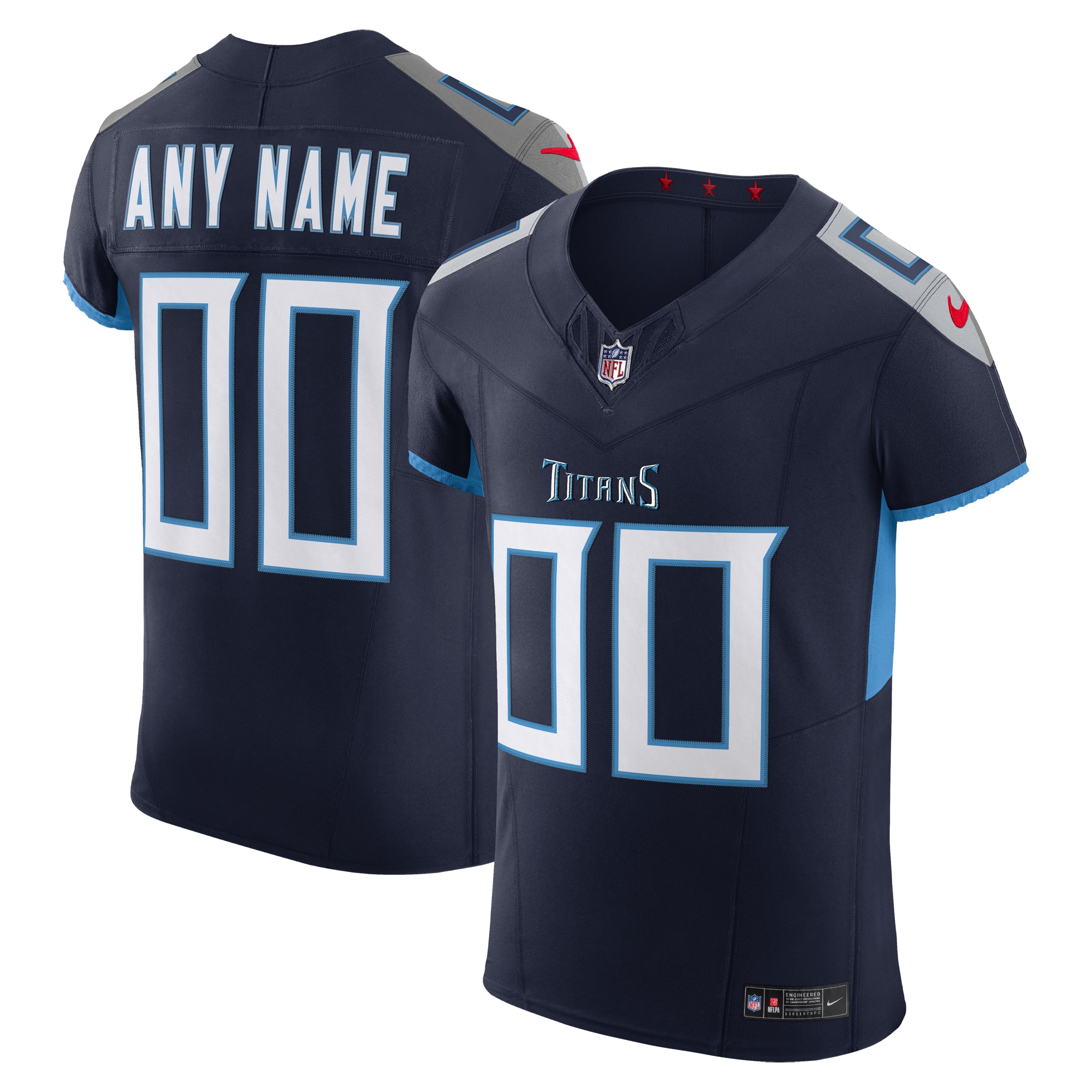 Men's Tennessee Titans Navy Vapor F.U.S.E. Elite Custom Jersey JS7512 Saliibo