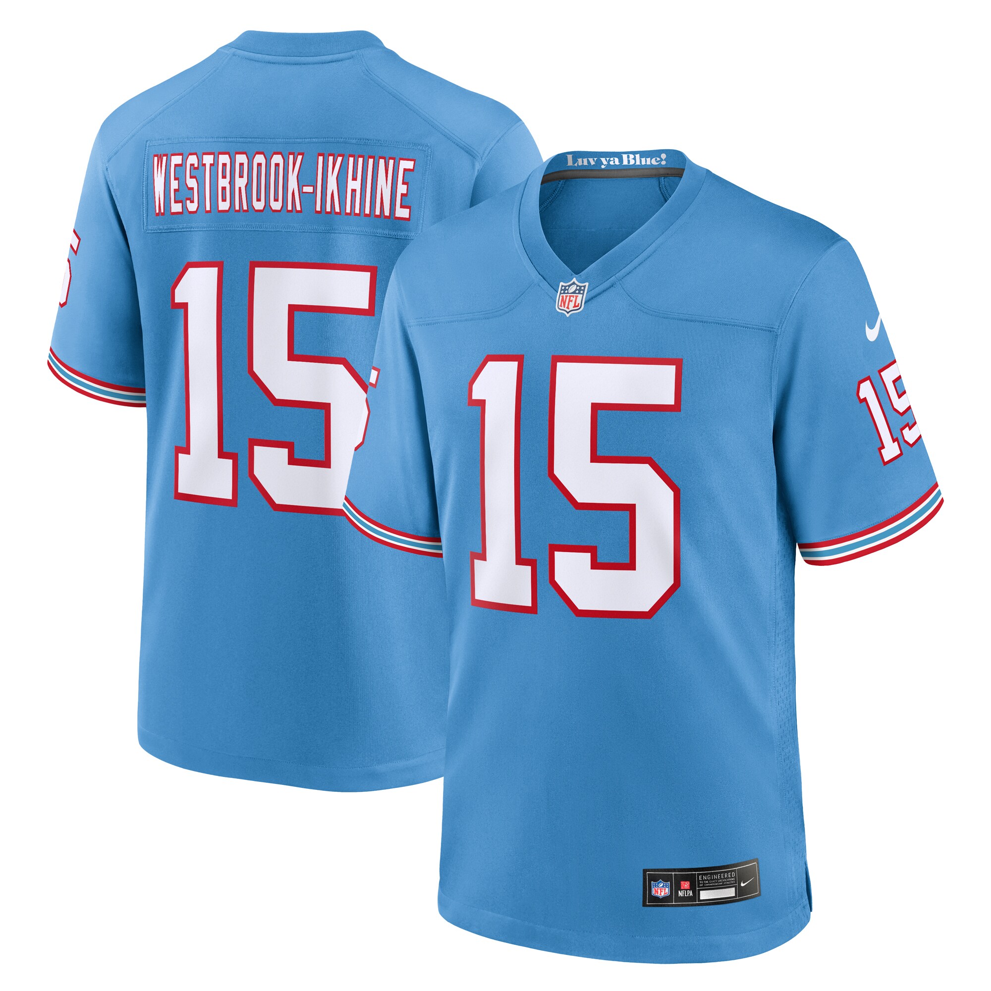 Men's Tennessee Titans Nick Westbrook-Ikhine Light Blue Oilers Throwback Player Game Jersey JS7096 Saliibo