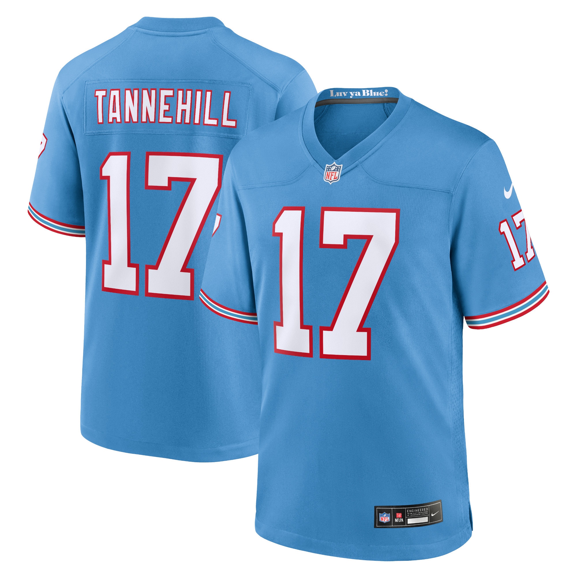 Men's Tennessee Titans Ryan Tannehill Light Blue Oilers Throwback Alternate Game Player Jersey JS6437 Saliibo