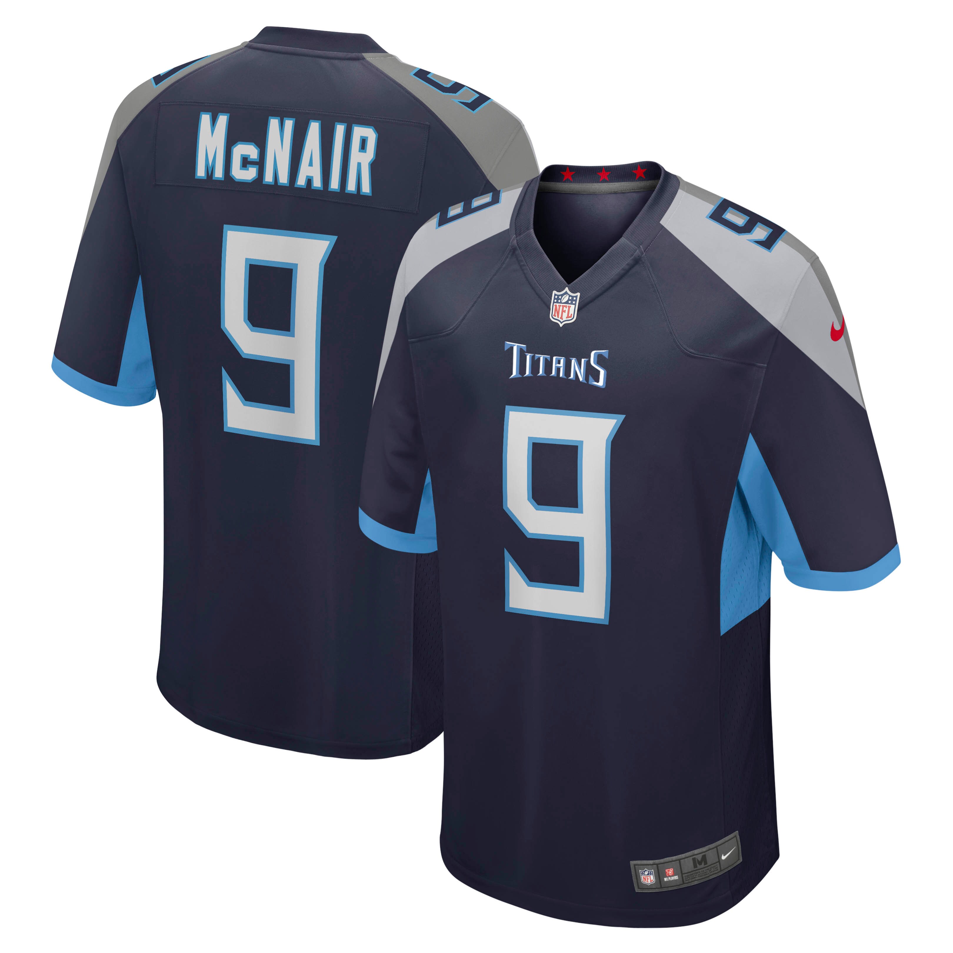 Men's Tennessee Titans Steve McNair Navy Game Retired Player Jersey JS6583 Saliibo
