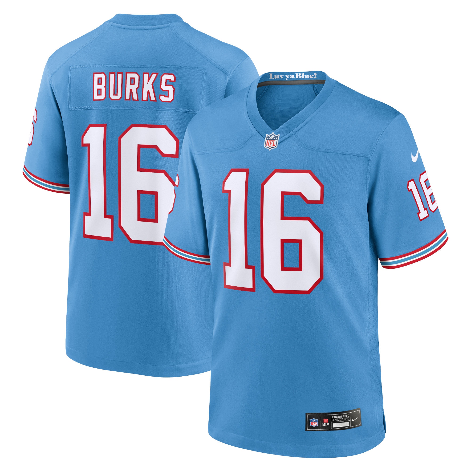 Men's Tennessee Titans Treylon Burks Light Blue Oilers Throwback Alternate Game Player Jersey JS8192 Saliibo