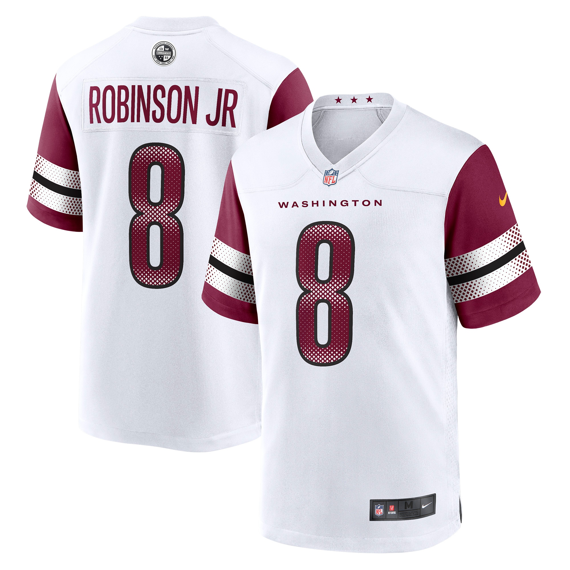 Men's Washington Commanders Brian Robinson Jr. White Away Game Player Jersey JS1324 Saliibo