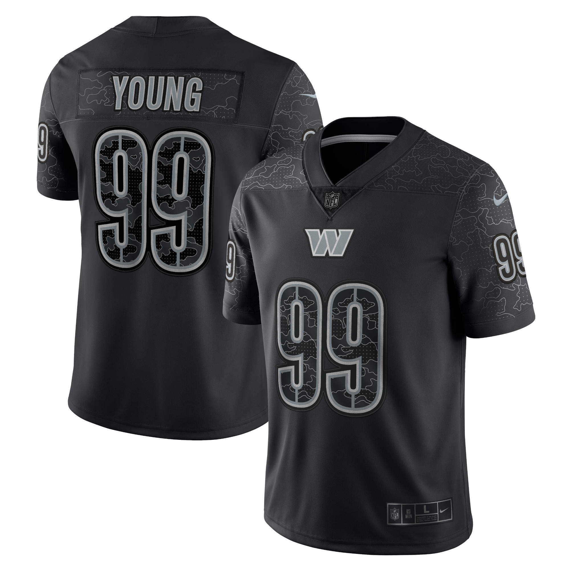 Men's Washington Commanders Chase Young Black RFLCTV Limited Jersey JS9702 Saliibo