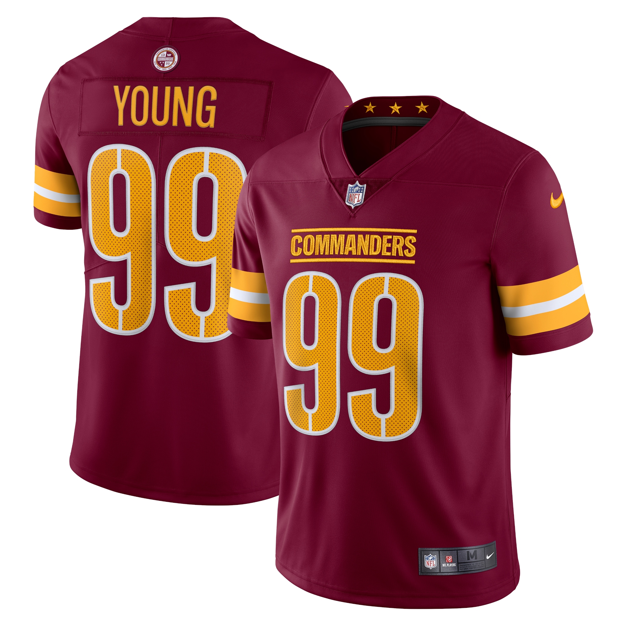 Men's Washington Commanders Chase Young Burgundy Vapor Limited Jersey JS8534 Saliibo