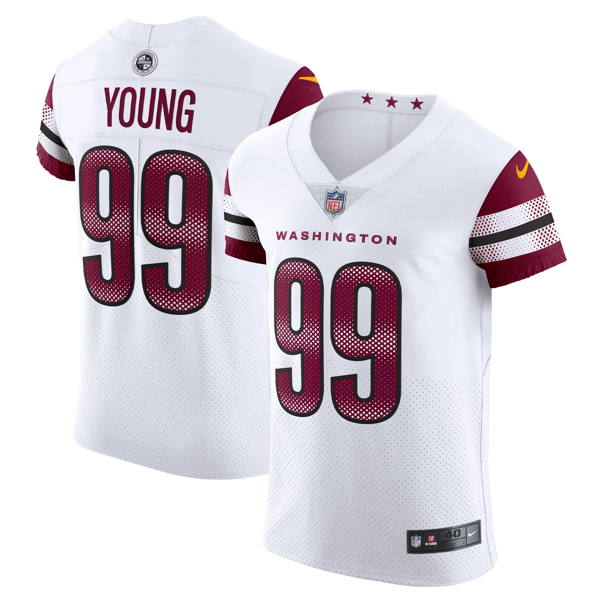 Men's Washington Commanders Chase Young White Vapor Elite Jersey JS9498 Saliibo