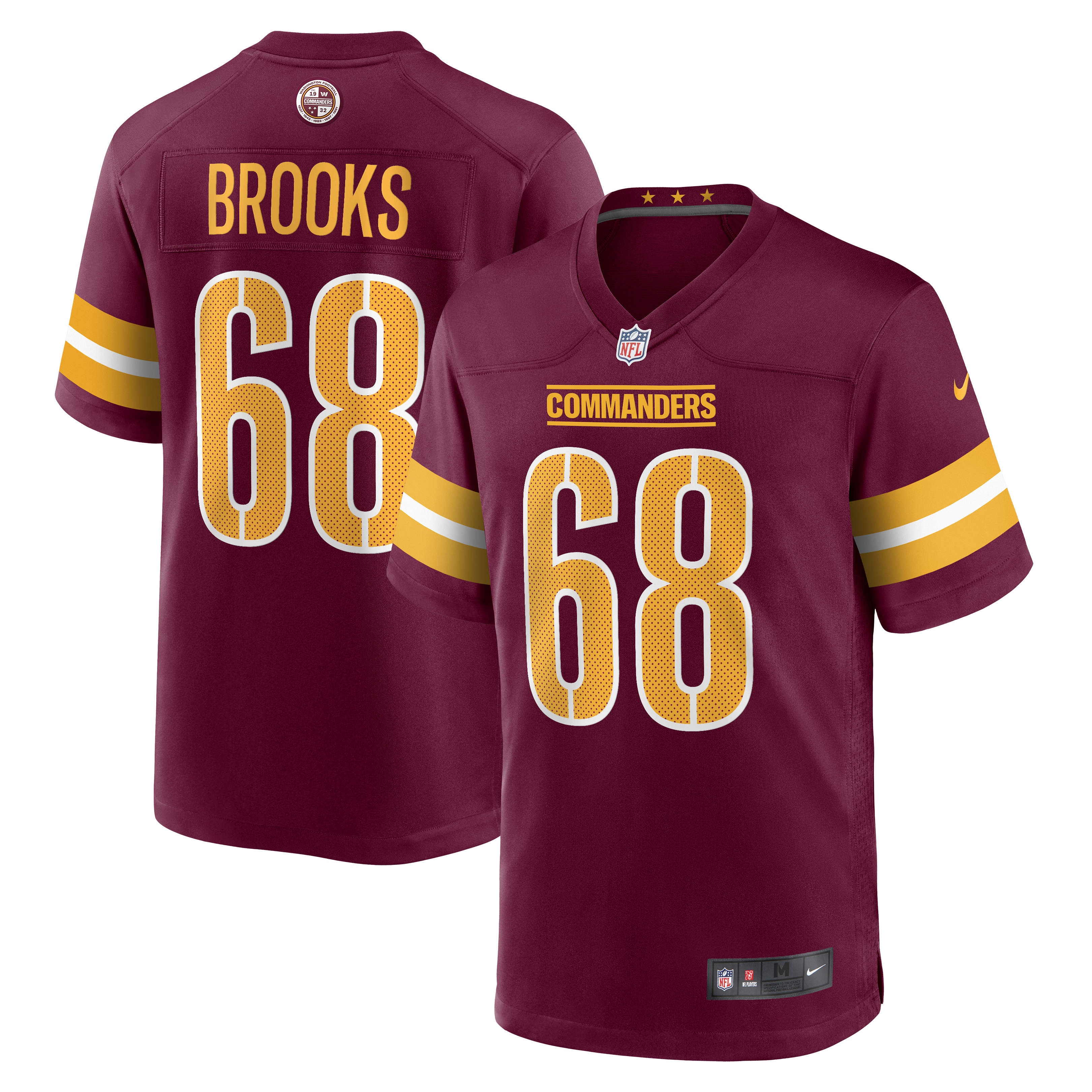 Men's Washington Commanders Curtis Brooks Burgundy Game Jersey JS8599 Saliibo