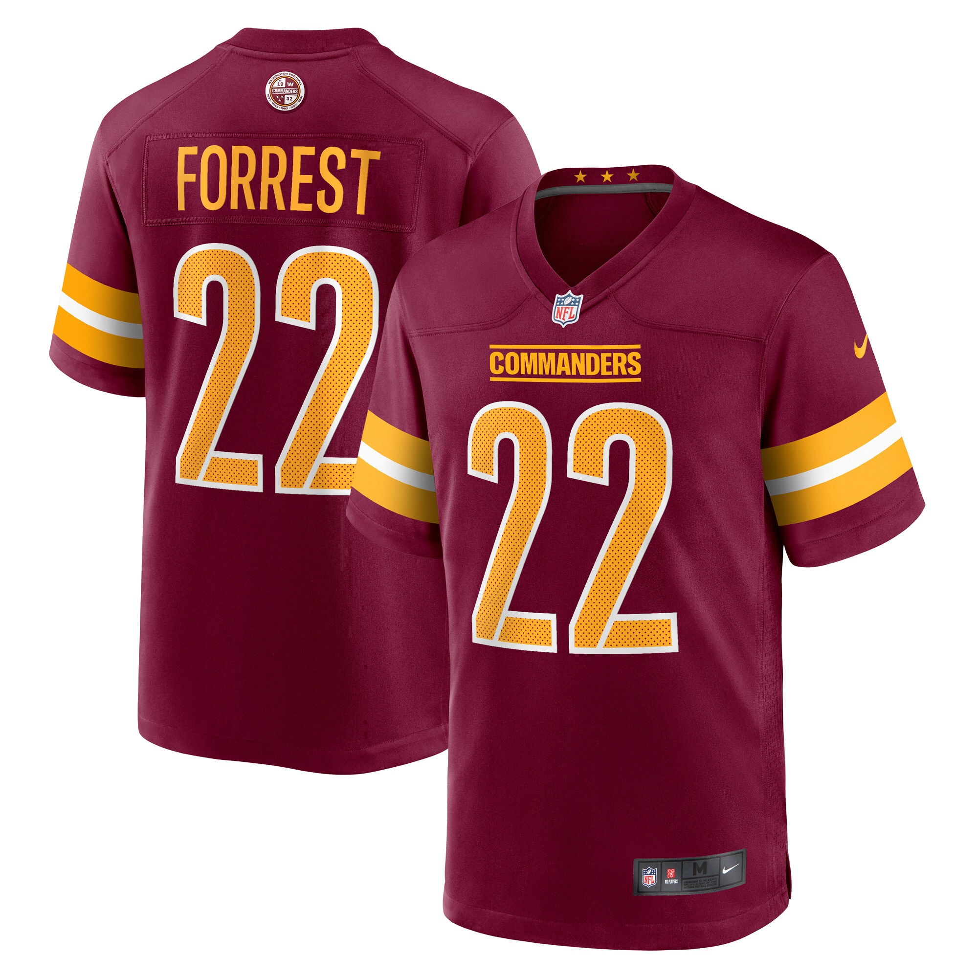 Men's Washington Commanders Darrick Forrest Burgundy Game Player Jersey JS7295 Saliibo