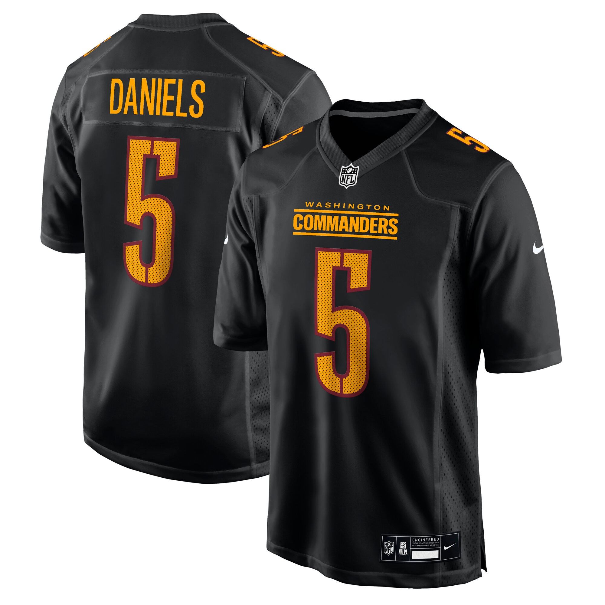 Men's Washington Commanders Jayden Daniels Carbon Black Fashion Jersey JS6121 Saliibo