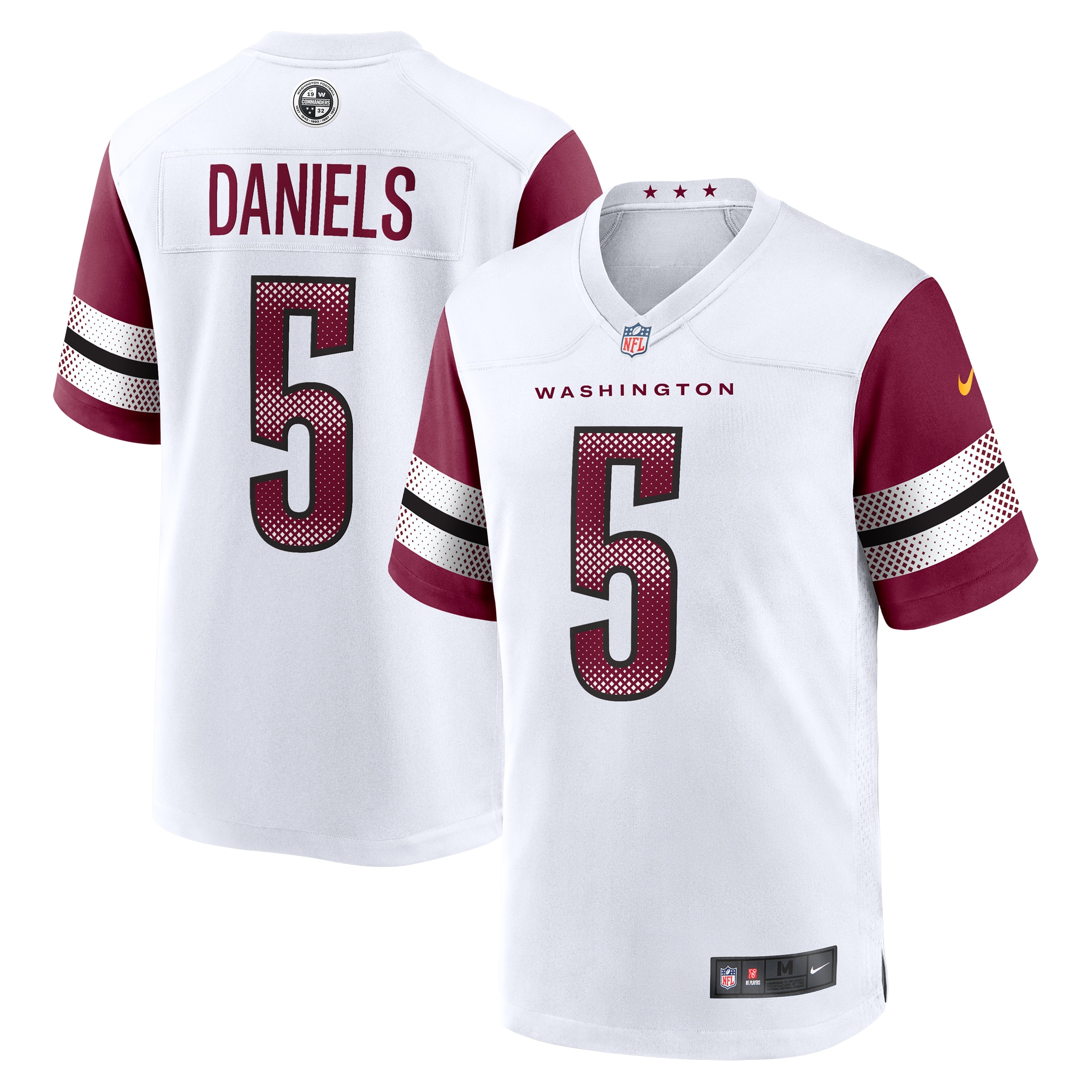 Men's Washington Commanders Jayden Daniels White Player Game Jersey JS2915 Saliibo