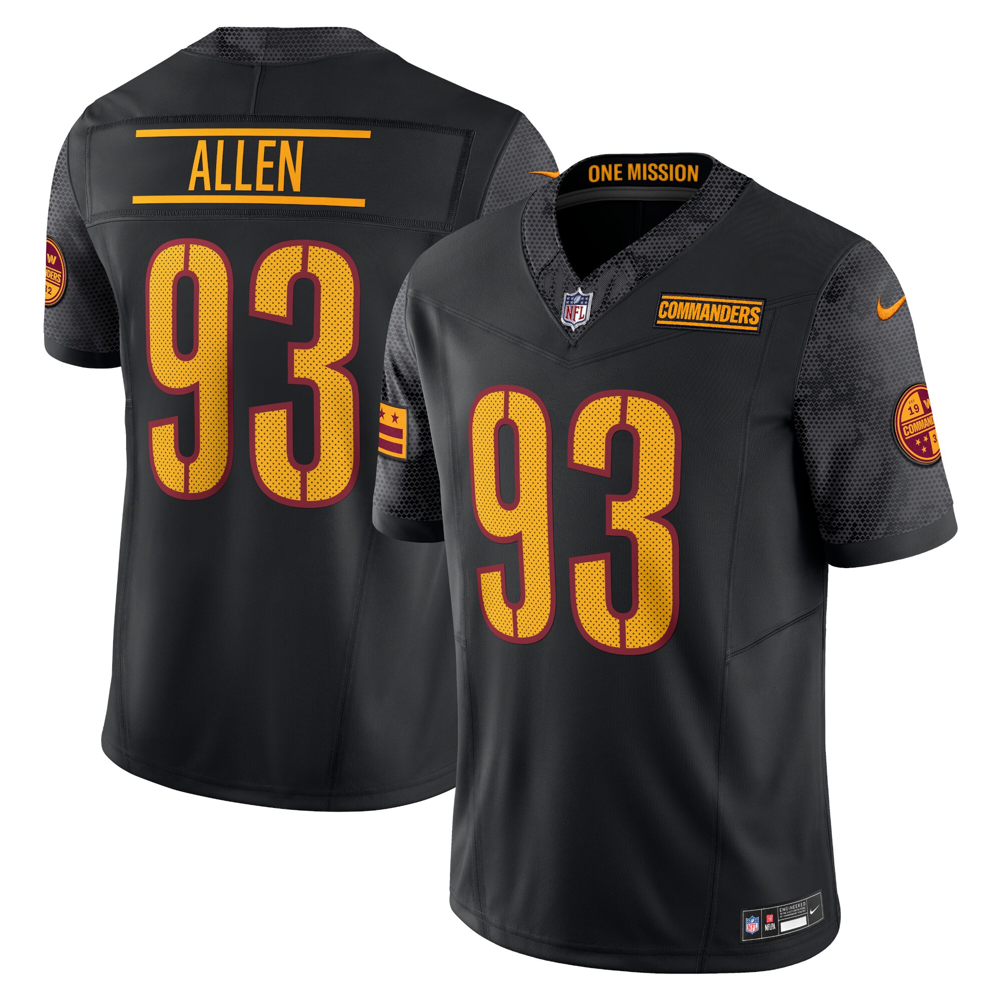 Men's Washington Commanders Jonathan Allen Black Alternate Vapor F.U.S.E. Limited Jersey JS4336 Saliibo
