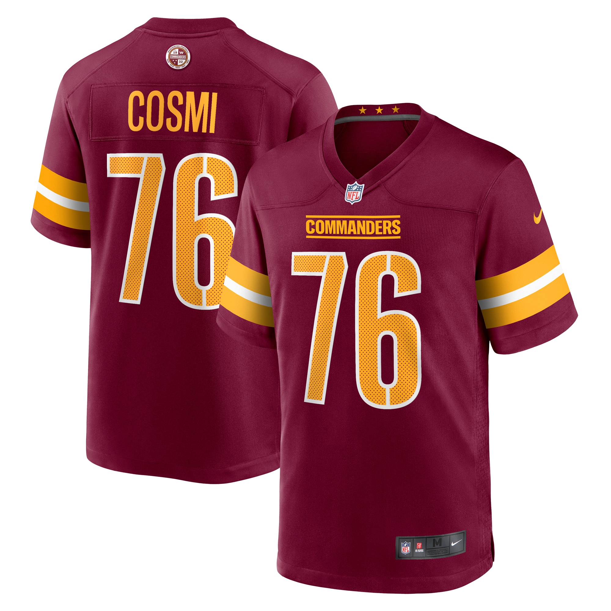 Men's Washington Commanders Sam Cosmi Burgundy Game Jersey JS2796 Saliibo