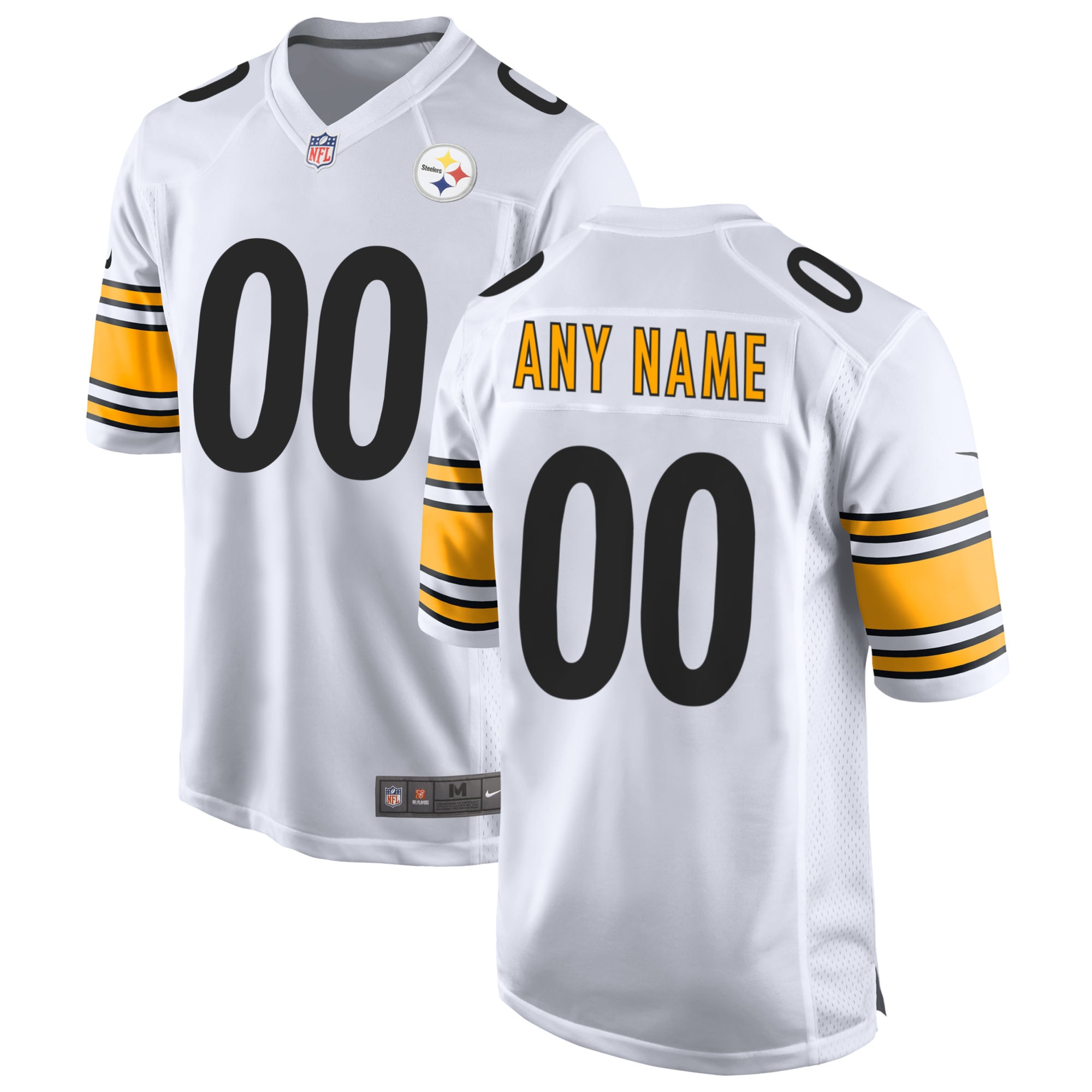 Men's White Pittsburgh Steelers Away Custom Game Jersey JS1533 Saliibo