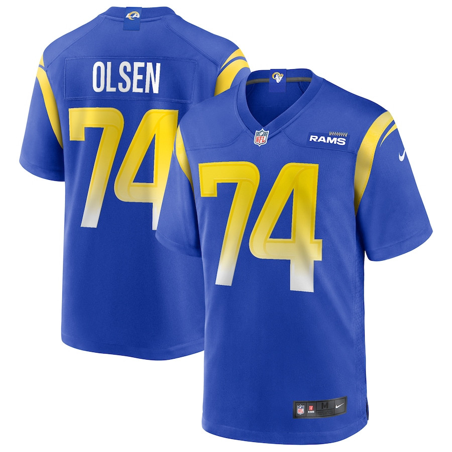 Merlin Olsen 74 Los Angeles Rams Men Game Retired Jersey - Royal JS3105 Saliibo
