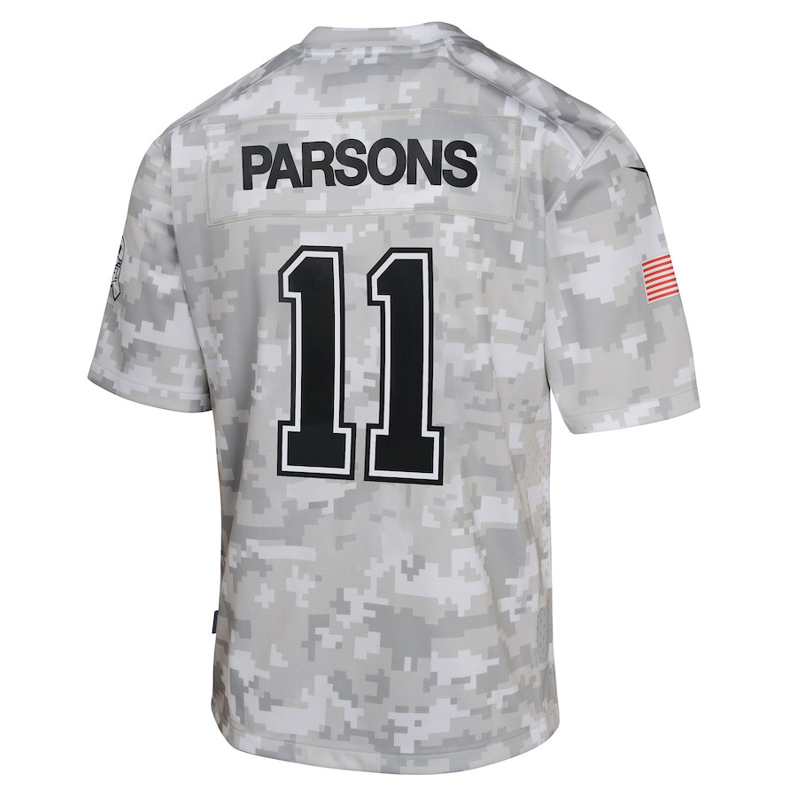 Micah Parsons 11 Dallas Cowboys 2024 Salute to Service Game YOUTH Jersey - Arctic Camo JS4562 Saliibo - Image 3