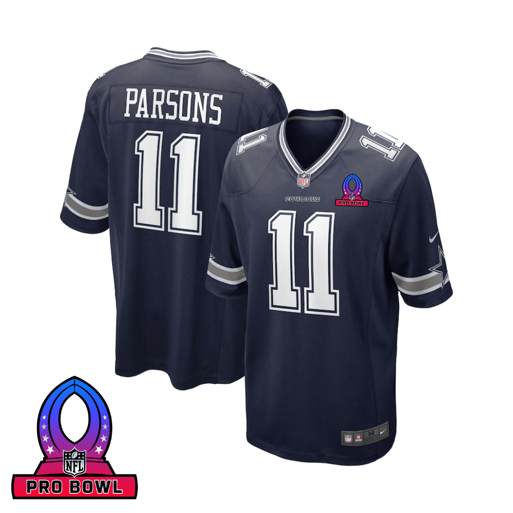 Micah Parsons 11 Dallas Cowboys 2025 Pro Bowl Patch Game Men Jersey - Navy JS7085 Saliibo