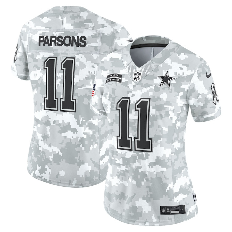 Micah Parsons 11 Dallas Cowboys Women's 2024 Salute to Service Limited Jersey - Arctic Camo JS2548 Saliibo