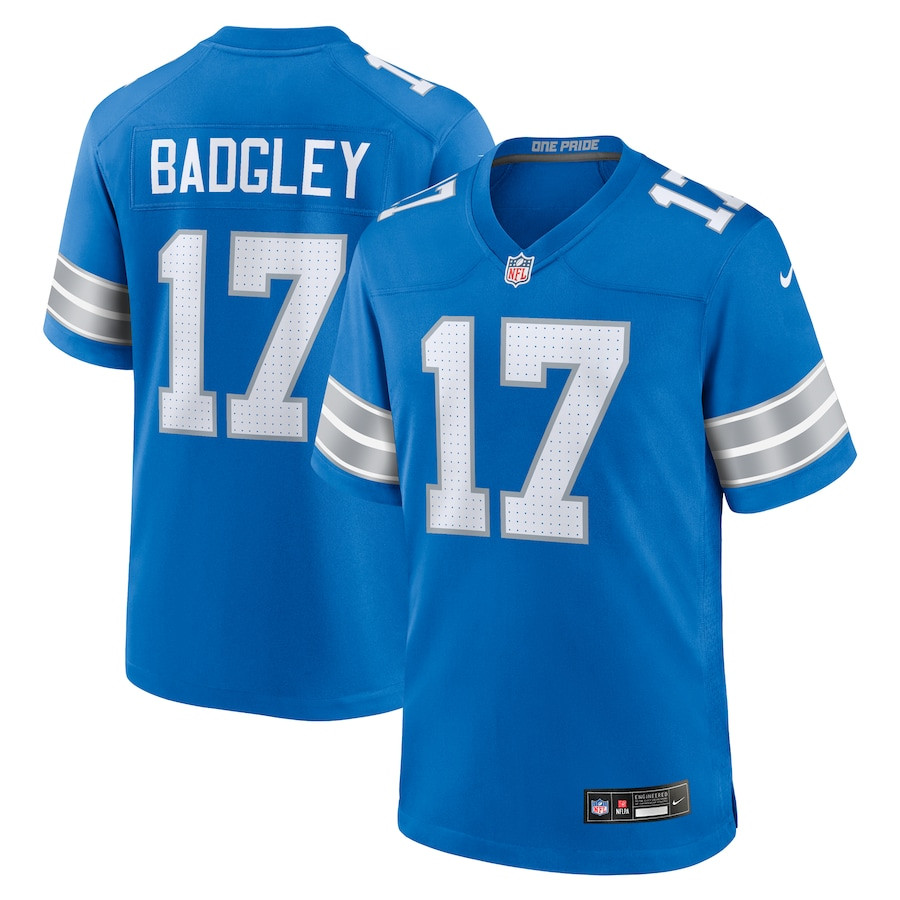 Michael Badgley 17 Detroit Lions Team Game Men Jersey - Blue JS9360 Saliibo