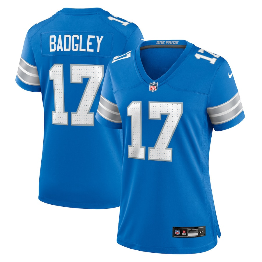 Michael Badgley 17 Detroit Lions Women's Team Game Jersey - Blue JS5123 Saliibo
