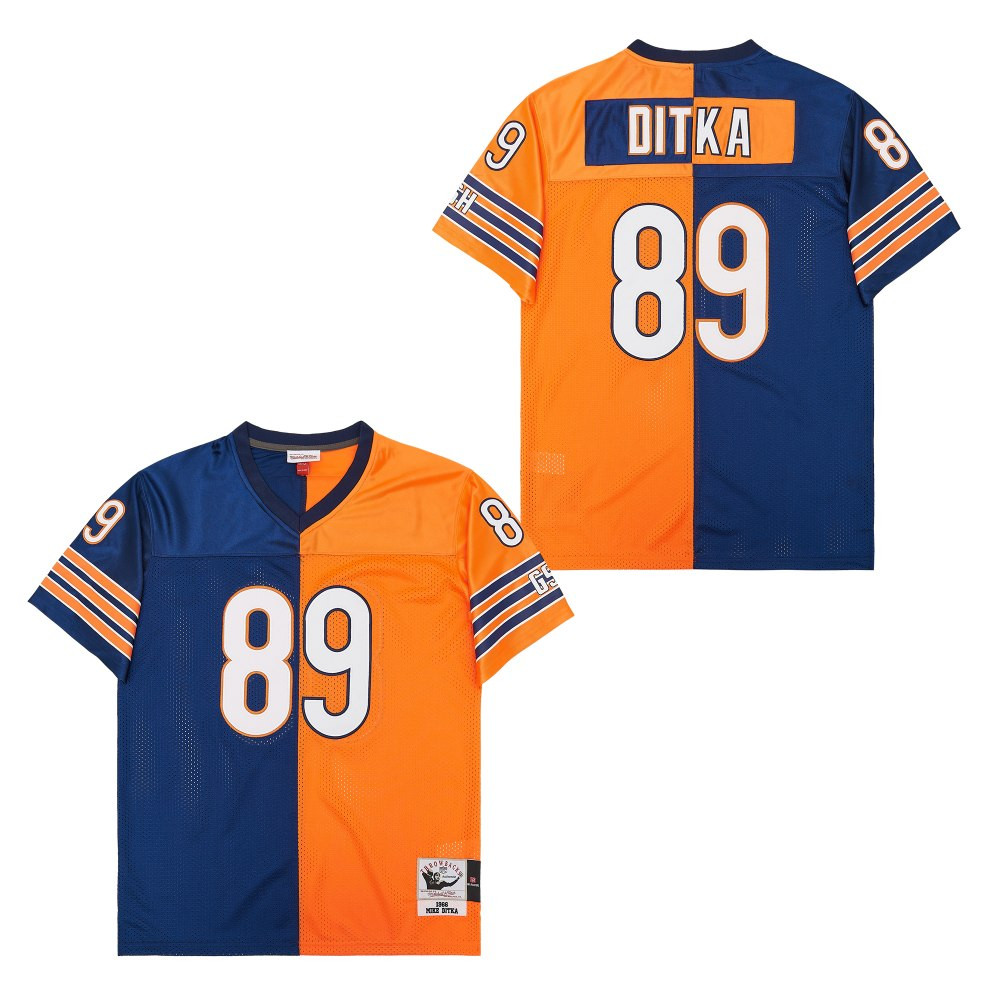 Mike Ditka 89 Chicago Bears Two-Toned Retro Throwback Men Jersey - Orange/Navy JS6848 Saliibo
