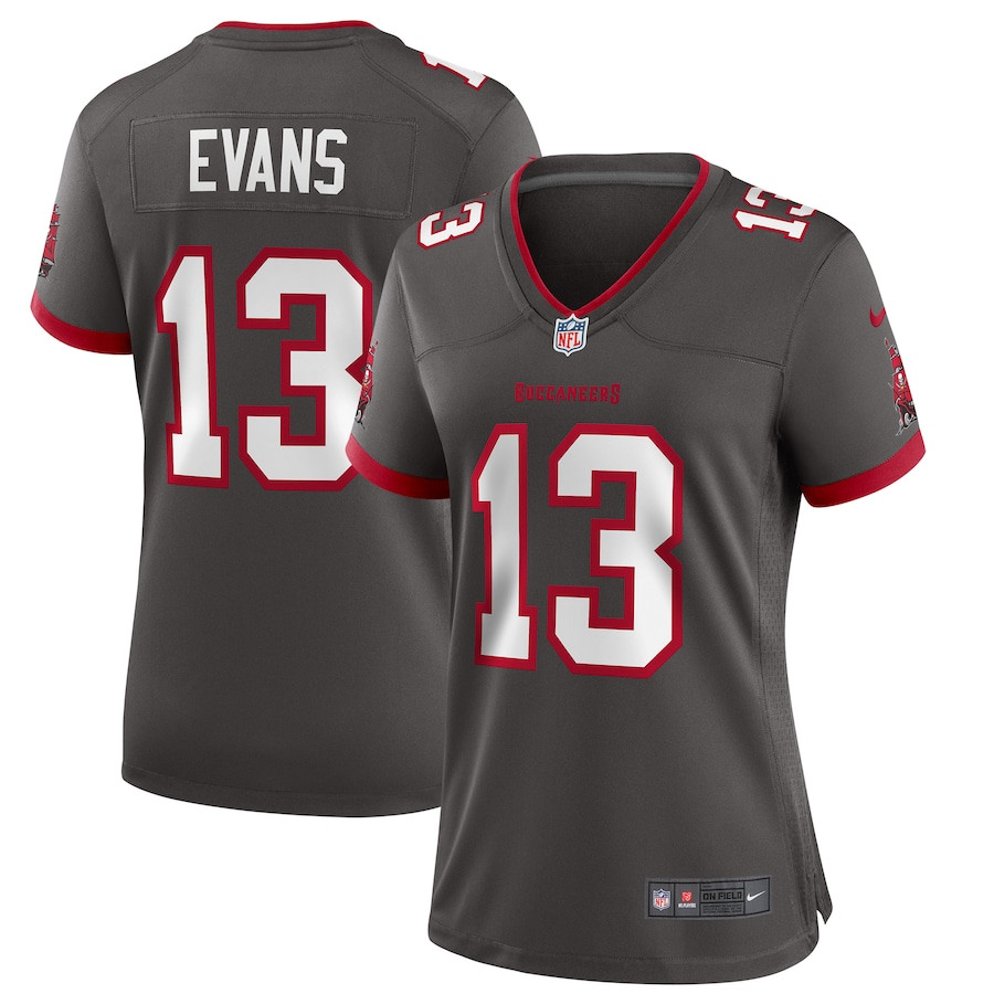 Mike Evans 13 Tampa Bay Buccaneers Women Alternate Game Jersey - Pewter JS8091 Saliibo