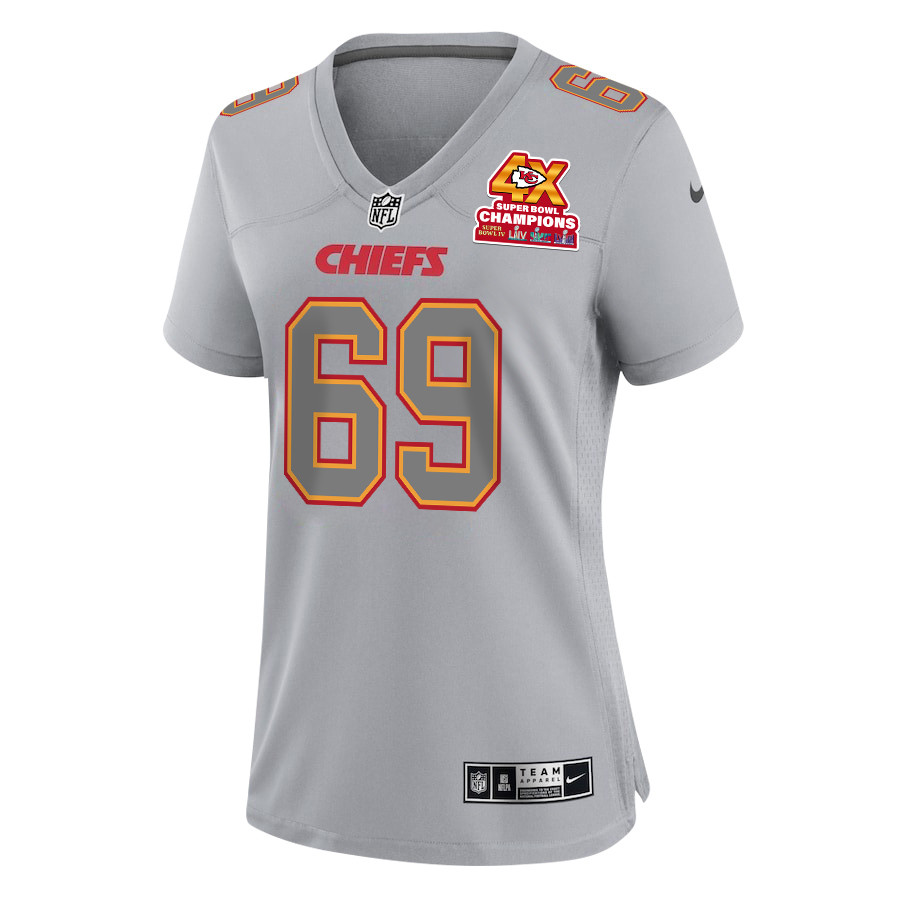 Mike Pennel 69 Kansas City Chiefs Super Bowl LVIII Champions 4X Atmosphere Fashion Game Women Jersey - Gray JS6872 Saliibo - Image 3