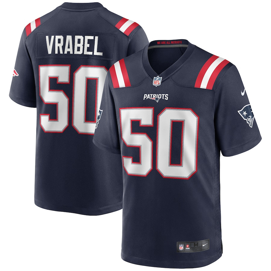 Mike Vrabel 50 New England Patriots Game Retired Player Men Jersey - Navy JS9074 Saliibo